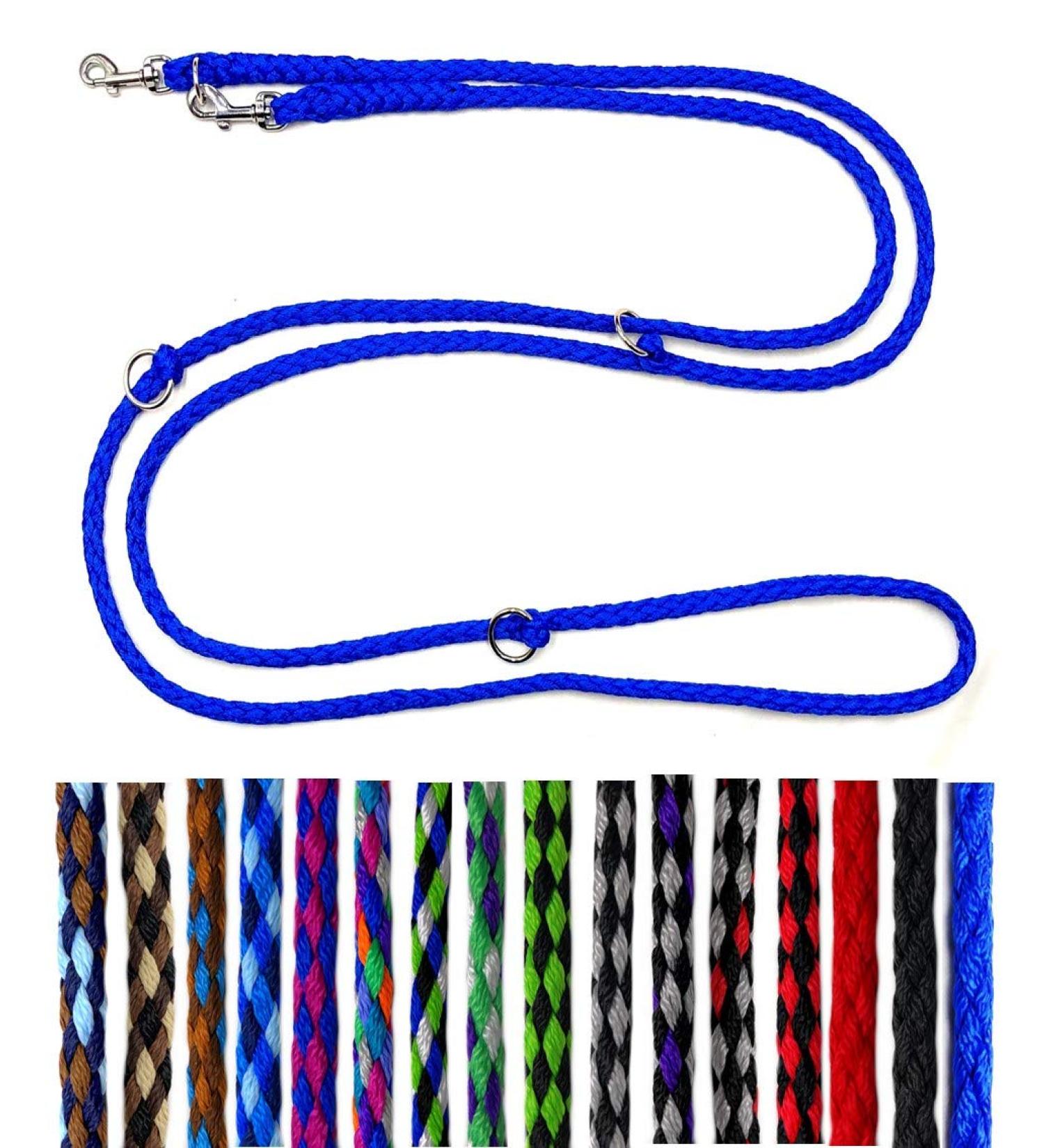 Dog linen small dogs up to 15 kg / double linen 4-way adjustable 2.40m / 2.80m / 3.50m Fahrleine very light & robust (2.40m 3-speed adjustable blue) 2.40m 3-way adjustable blue