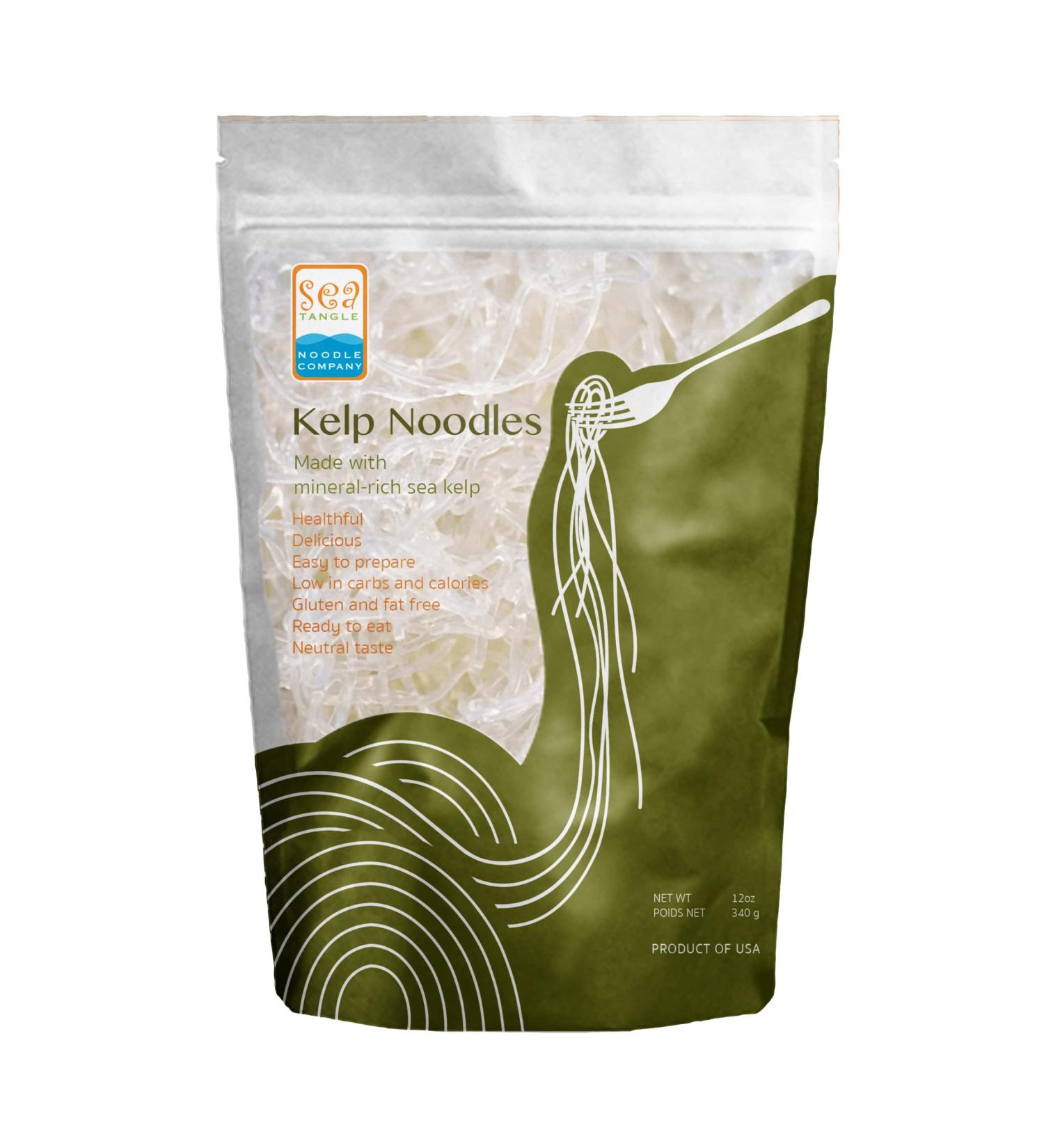 Sea Tangle Kelp Noodles 12oz - Low Calorie Gluten Free Keto Noodles for Healthy Asian Dishes - Rice Noodle & Glass Noodle Substitute - 1 Pack - Buy Online on SooperMarket.com