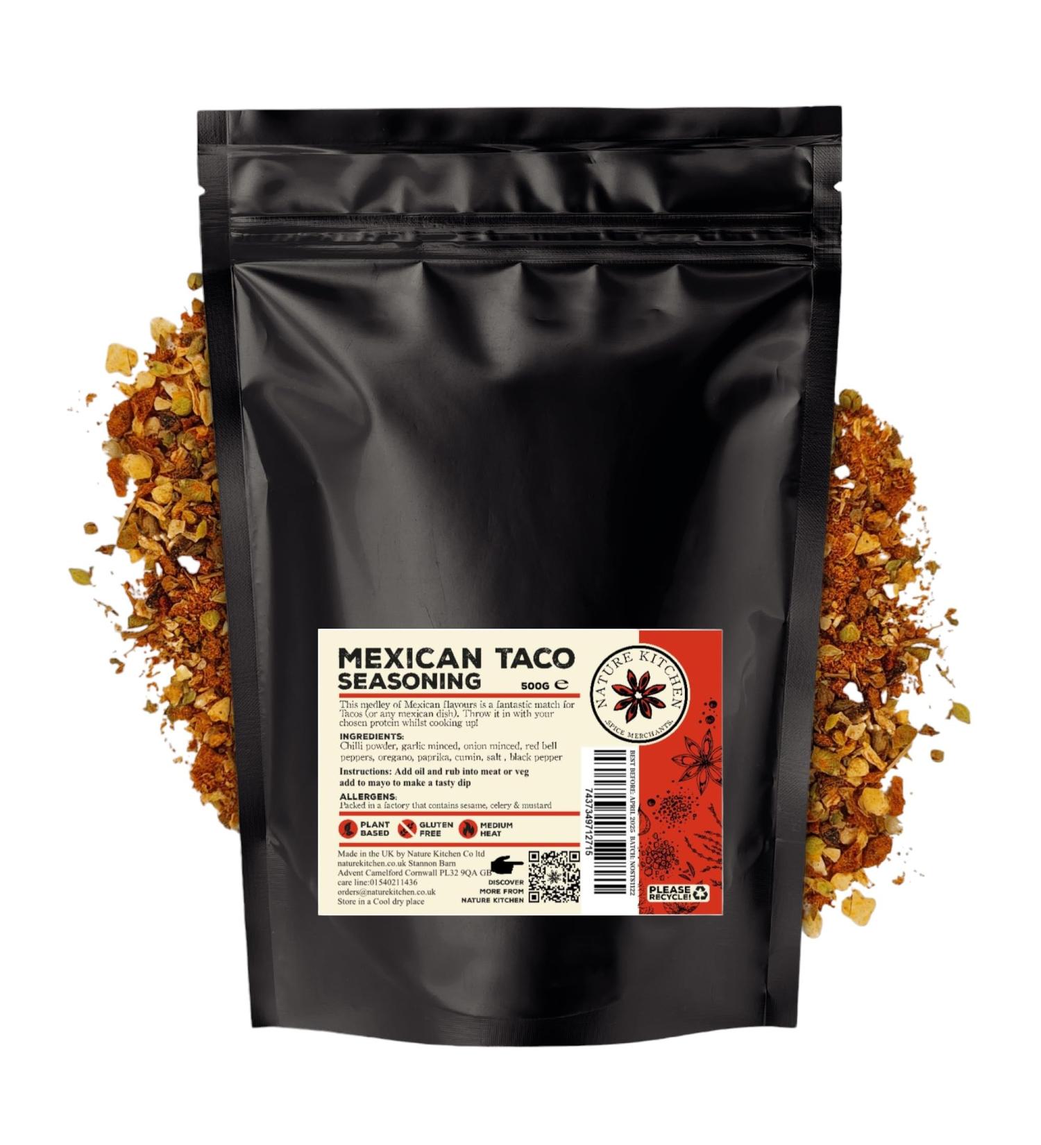 Nature Kitchen Hot & Spicy Taco Seasoning 500g - Gluten-Free & Vegan Blend for Marinades, Sauces, Frying, Baking, Grilling - Buy Online on SooperMarket.com