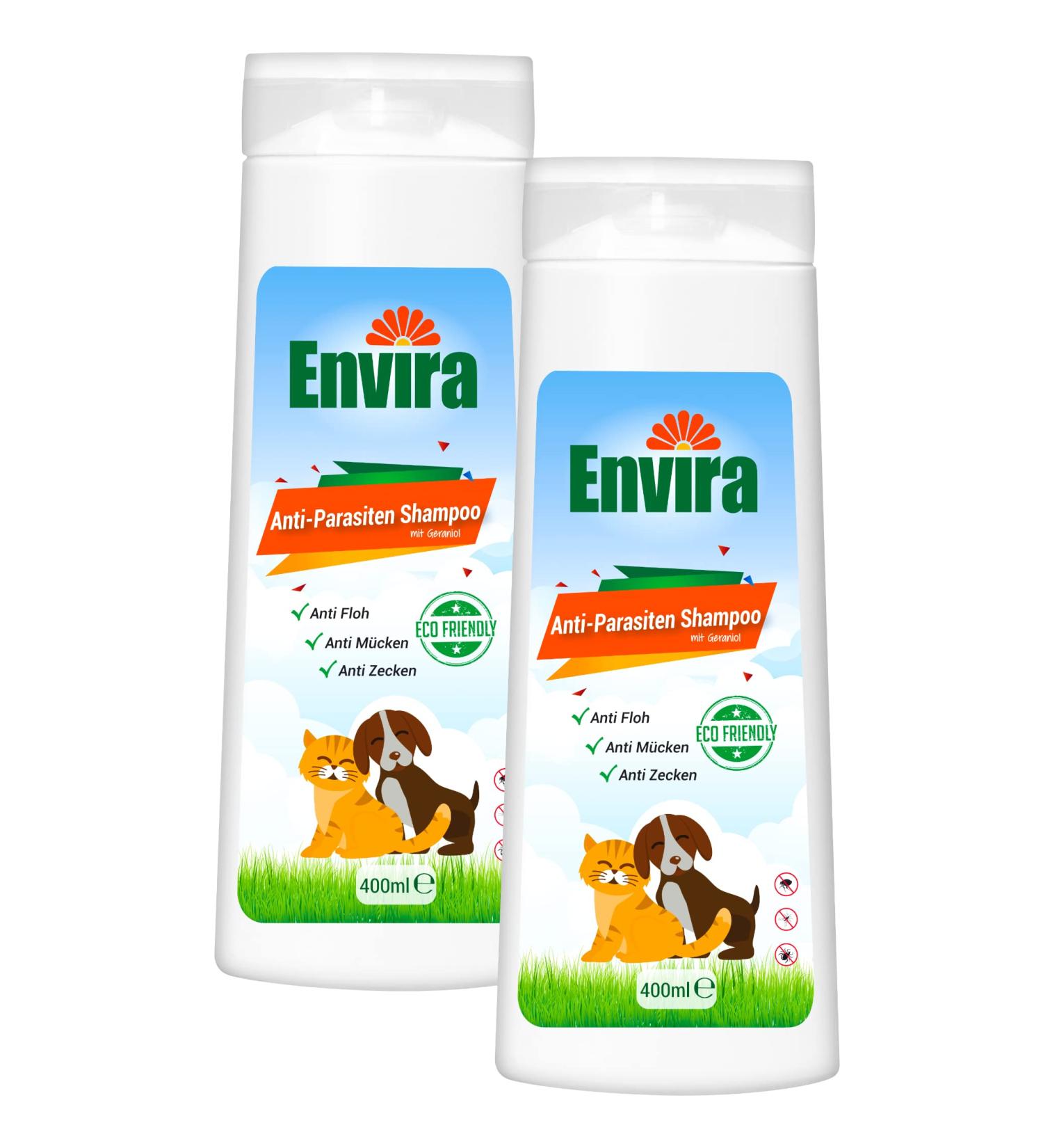 Envira Anti-Parasite Shampoo for Dogs & Cats - 2x 400ml | Effective Flea Tick & Mosquito Treatment - Itch Relief for Pets - Buy Online on SooperMarket.com