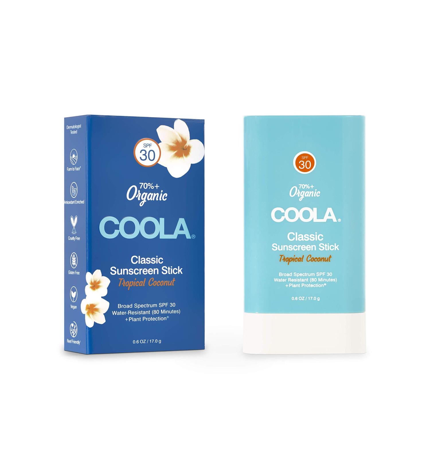 COOLA Organic Face Sunscreen SPF 30 Lotion Stick - Tropical Coconut - 0.15 Oz | Vegan, Gluten Free, Dermatologist Tested - Buy Online on SooperMarket.com