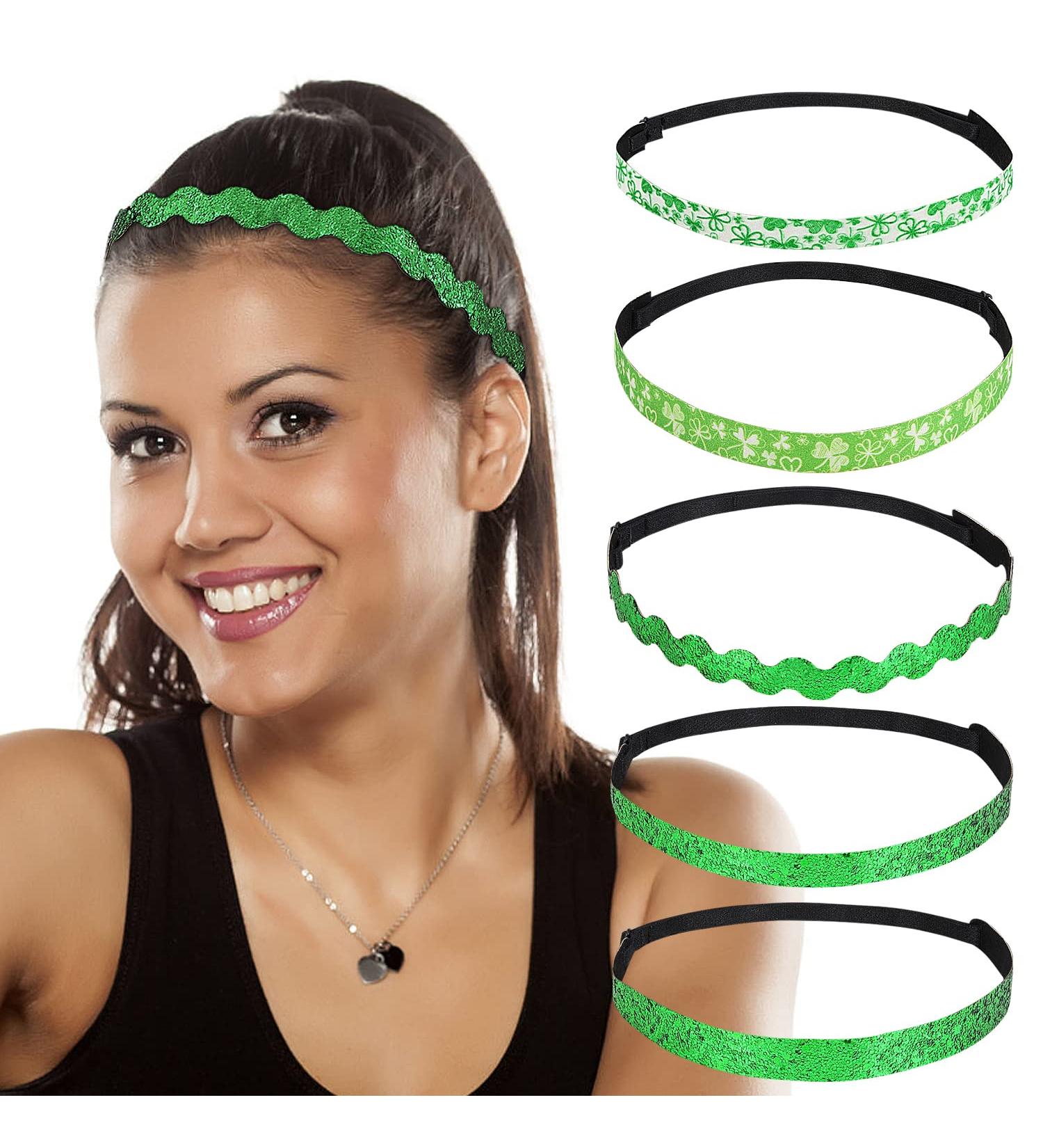 MoKo St. Patrick's Day Headband 5 Pack - Green Glitter Clover Accessories for Women, Girls, Teens - Buy Online on SooperMarket.com