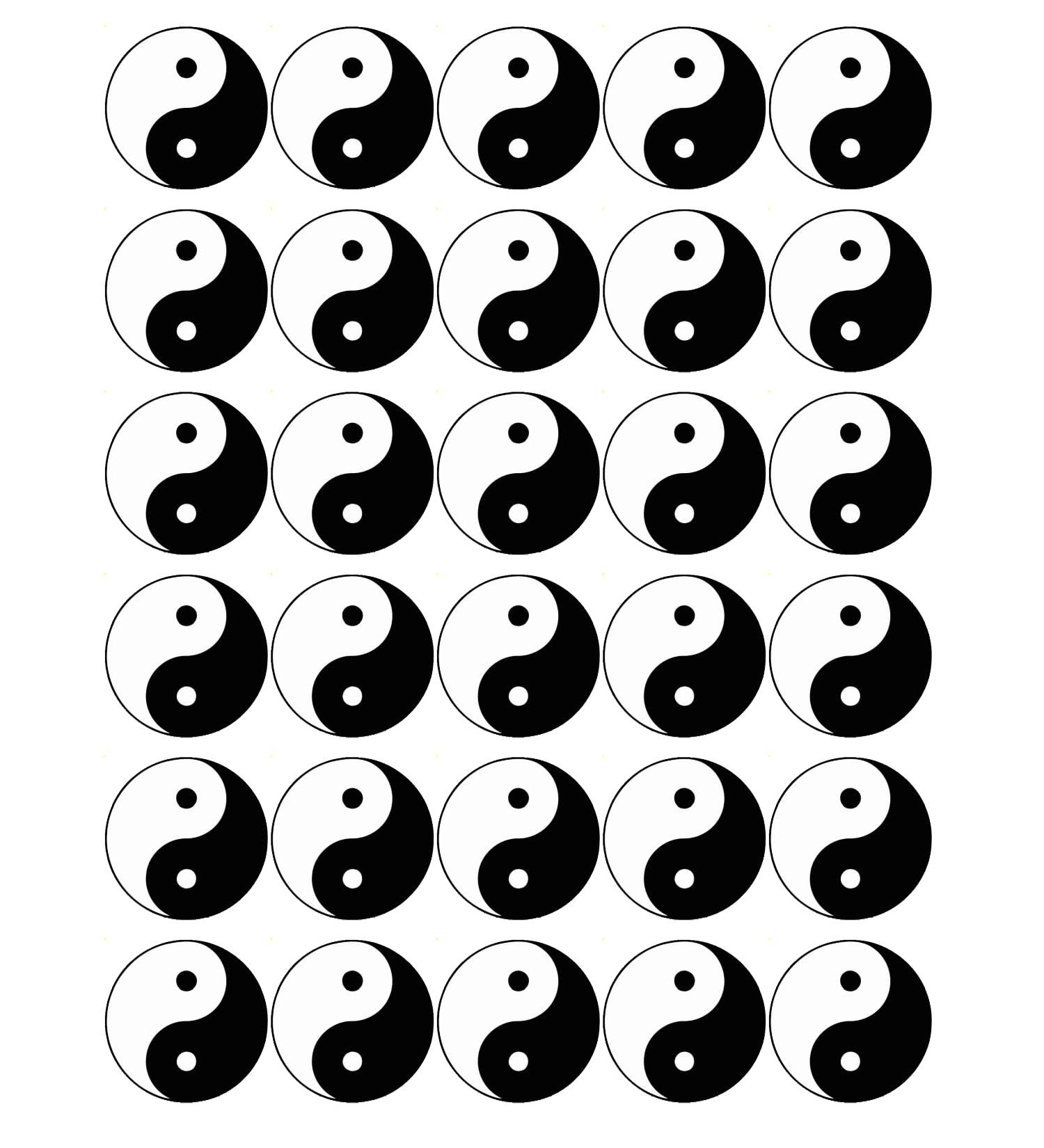 30x YIN YANG 4cm Premium Edible Stand Up Rice Wafer Cake Toppers D1 DECORATIONS