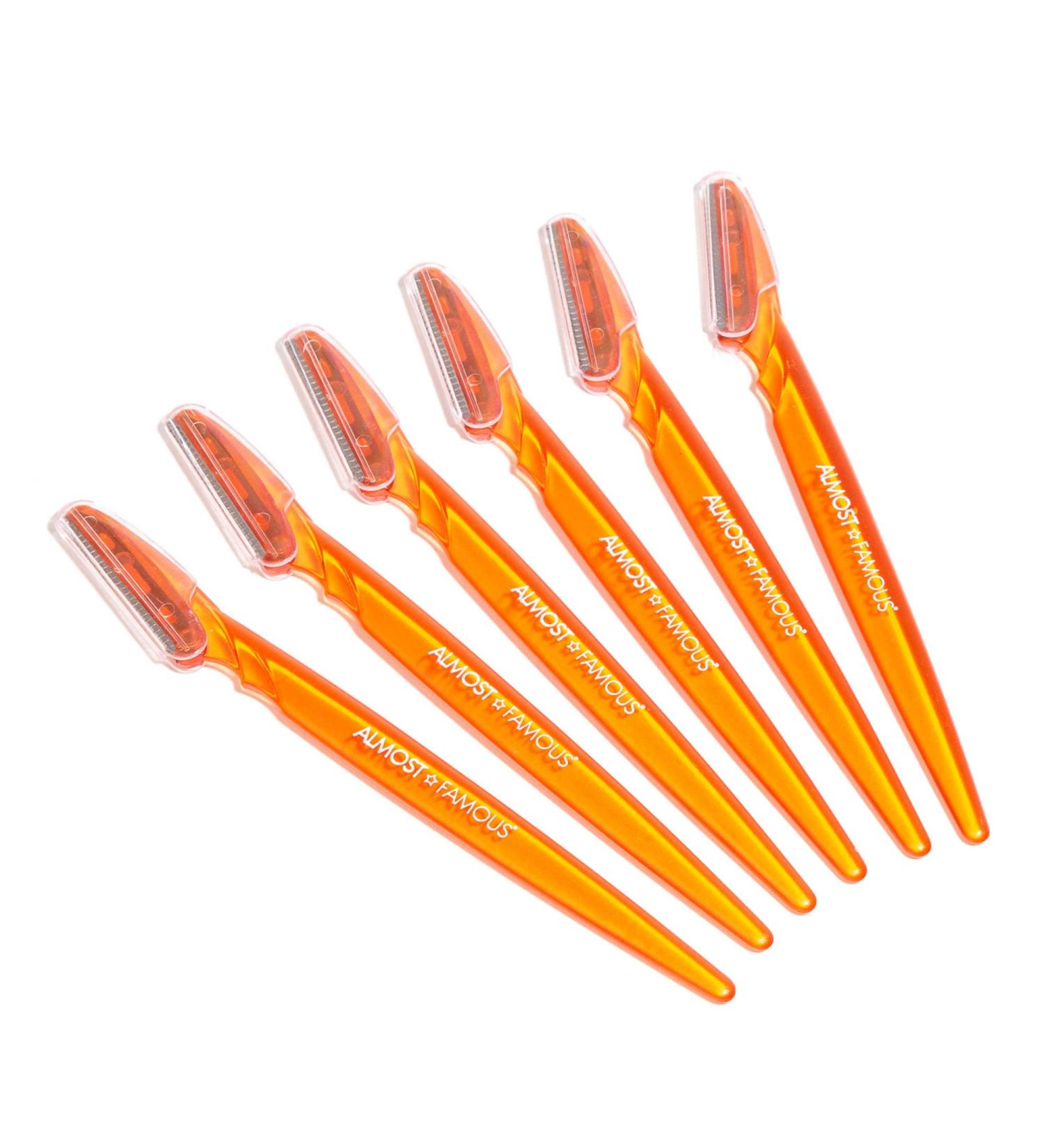 Almost Famous Women's Face Exfoliator Beauty Razors - Orange 3 Pack for Hair Removal, Eyebrow Trimming, and Neck Grooming - Buy Online on SooperMarket.com