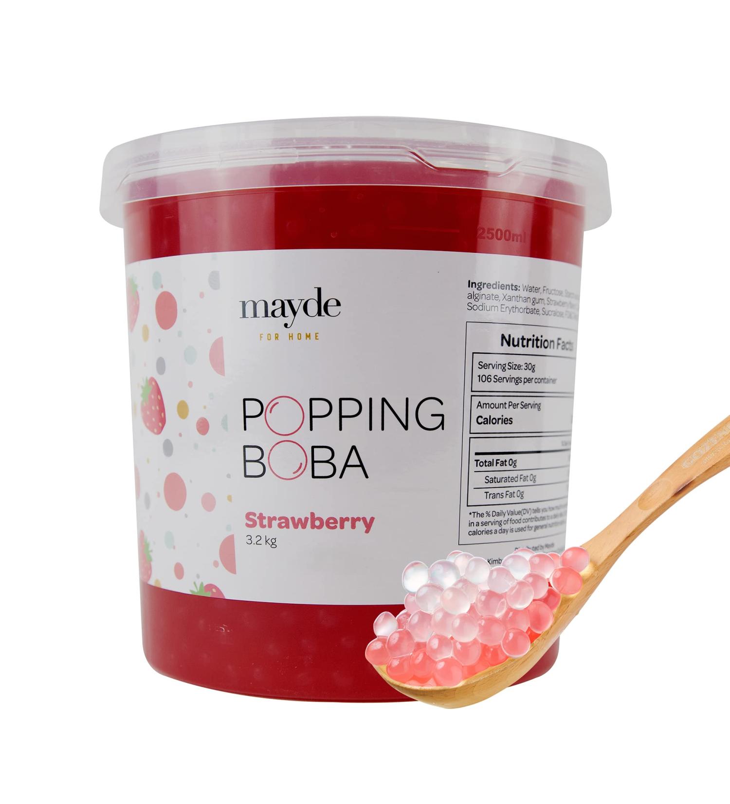 Mayde Popping Boba Pearls - Strawberry Flavor | 7 Pounds - For Drinks, Desserts, Breakfast Bowls - Buy Online on SooperMarket.com