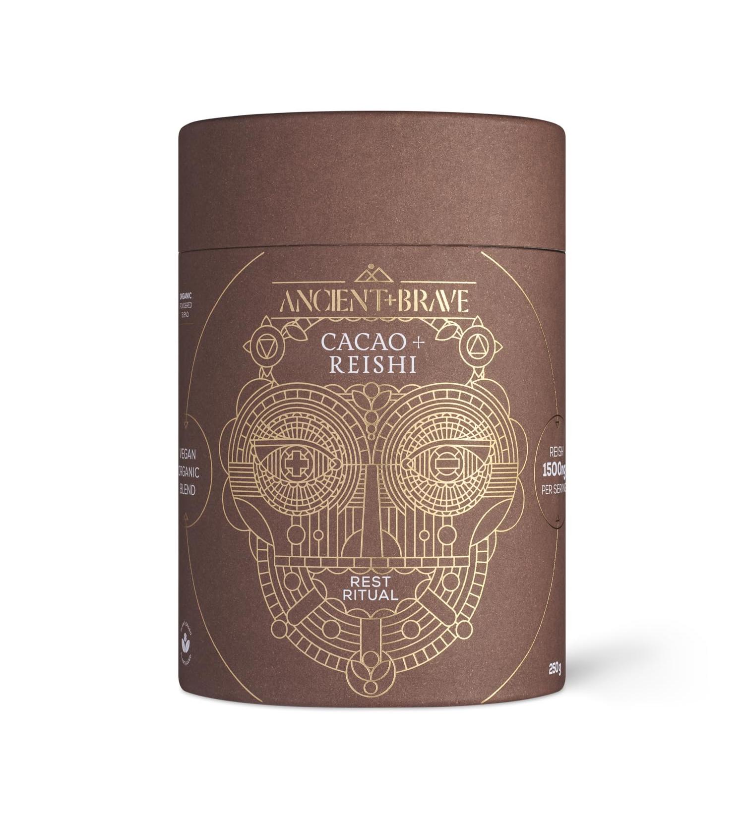 Ancient + Brave Cacao + Reishi 250g Tub - High Grade Nutritious Raw Cacao Reishi Mushroom Baobab and Chicory - Smooth Chocolate Blend - Stress Reducing Chocolate 250 g (Pack of 1) - Buy Online on SooperMarket.com