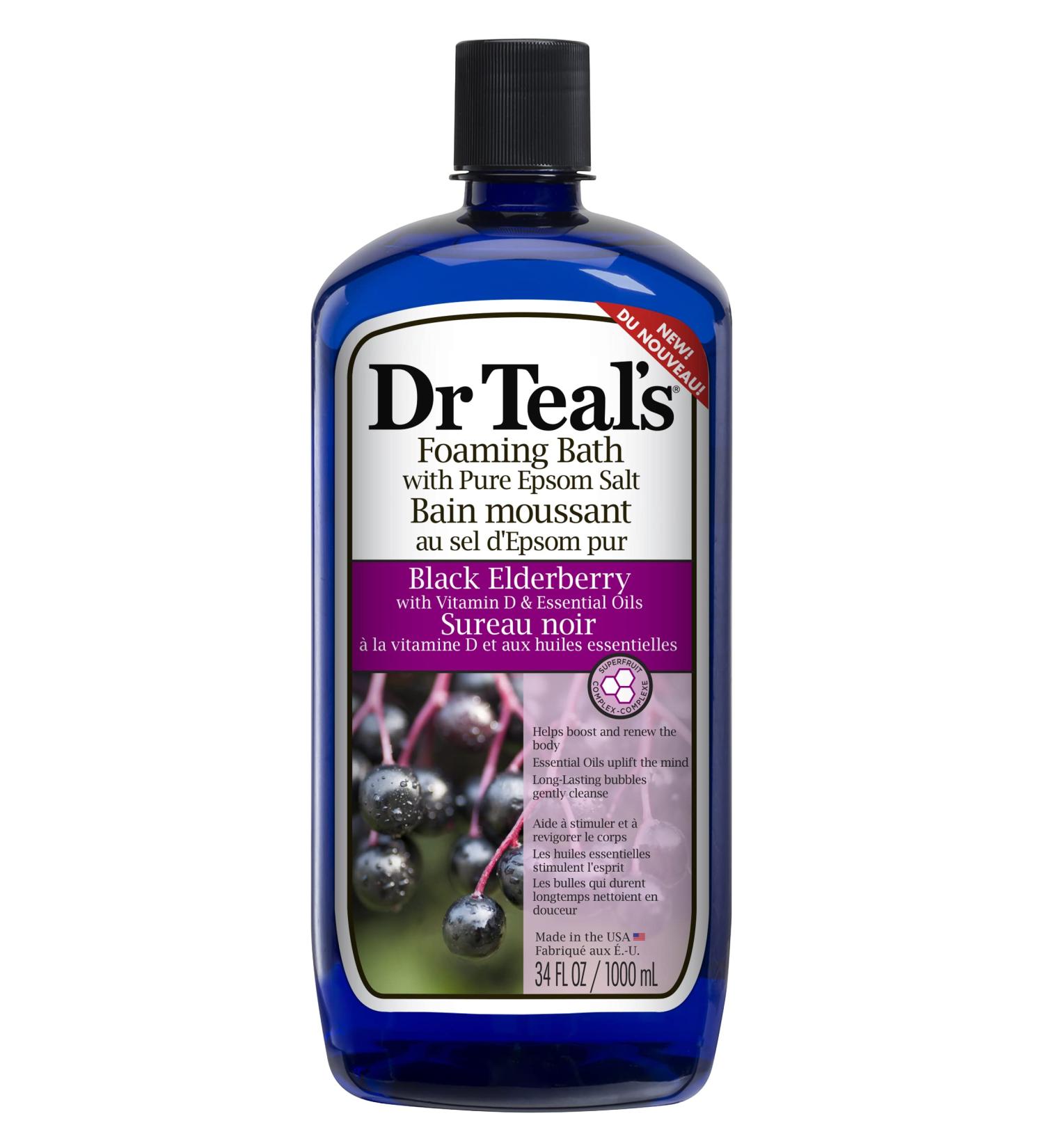 Dr Teal's Foaming Bath with Black Elderberry, Vitamin D & Essential Oils - 34 fl oz - Buy Online on SooperMarket.com
