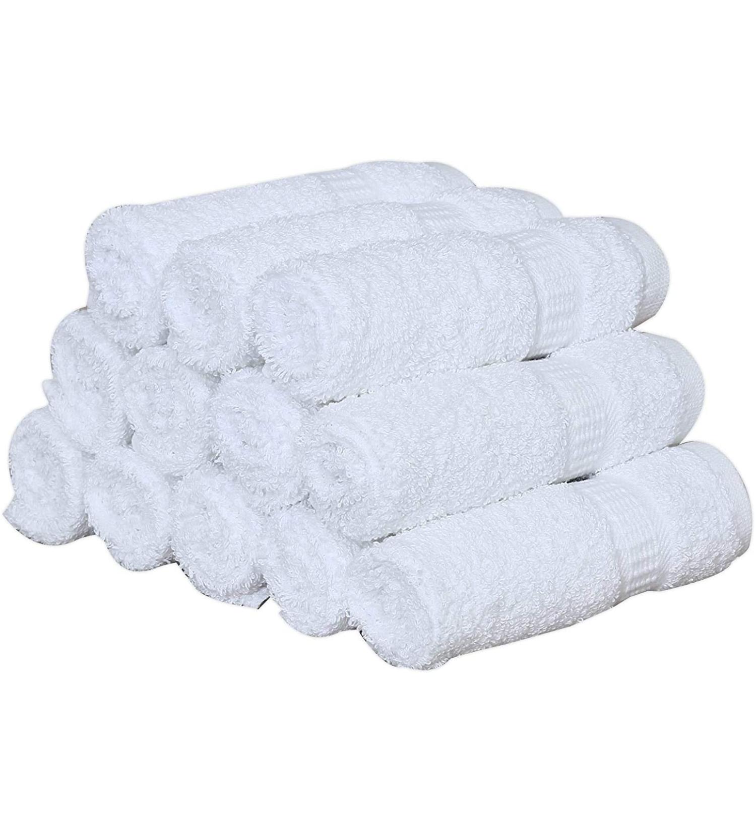 GOLD TEXTILES Premium Washcloths Towel Set - 12 Pack White 12x12 Inches - Soft & Machine Washable - Ideal for Sports & Workouts - 12 White Washcloths Included - Buy Online on SooperMarket.com