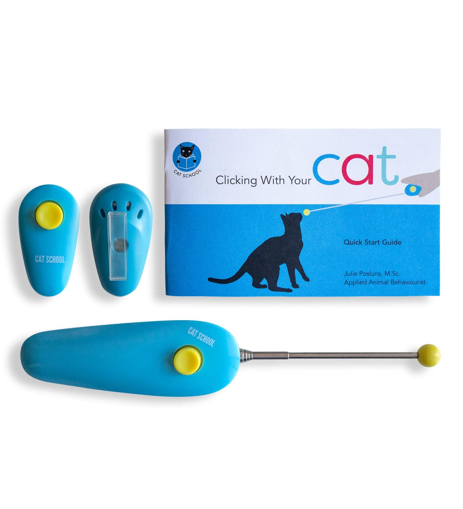 CAT SCHOOL Clicker Training Kit - 1 Cat Training Clicker 1 Target Stick 1 Step-by-Step Instruction Booklet - Clicker Tools for Cat Training Fist Bump Training Positive Behavior - Buy Online on SooperMarket.com