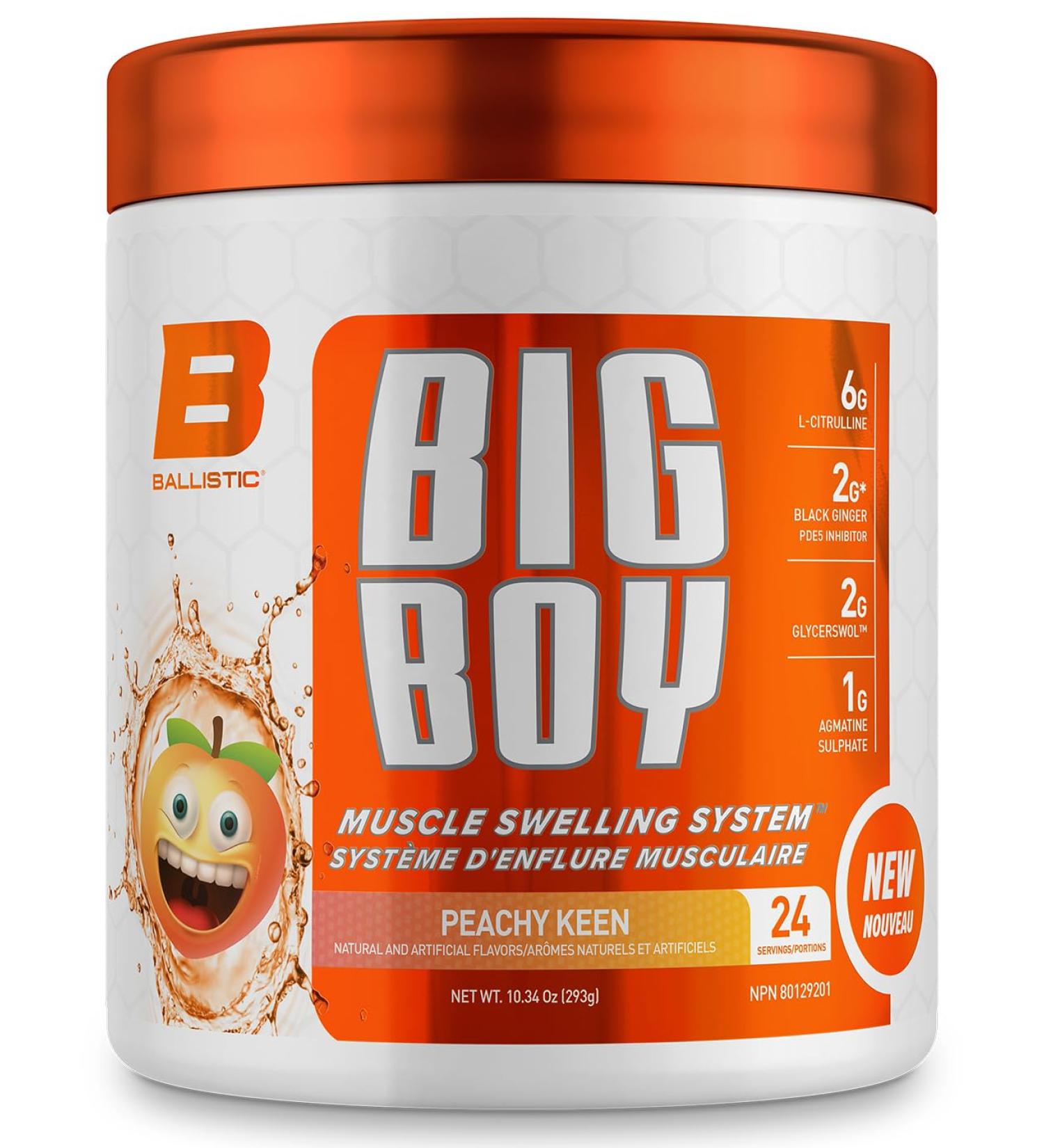 Ballistic Big Boy Pre Workout Powder | Stimulant Free Pre Workout & Stim Free Nitric Oxide Booster | L Citrulline Glycerol Agmatine Sulphate Caffeine-Free | 24 Servings (Peechy Keen) - Buy Online on SooperMarket.com