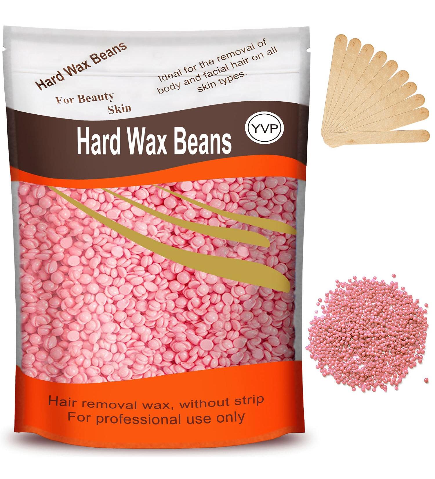 Yovanpur Hard Wax Beads for Hair Removal - 300g (10 Oz) - Ideal for Brazilian Waxing - Gentle on Sensitive Skin - Includes 10 Wax Sticks - Rose Pink - Buy Online on SooperMarket.com