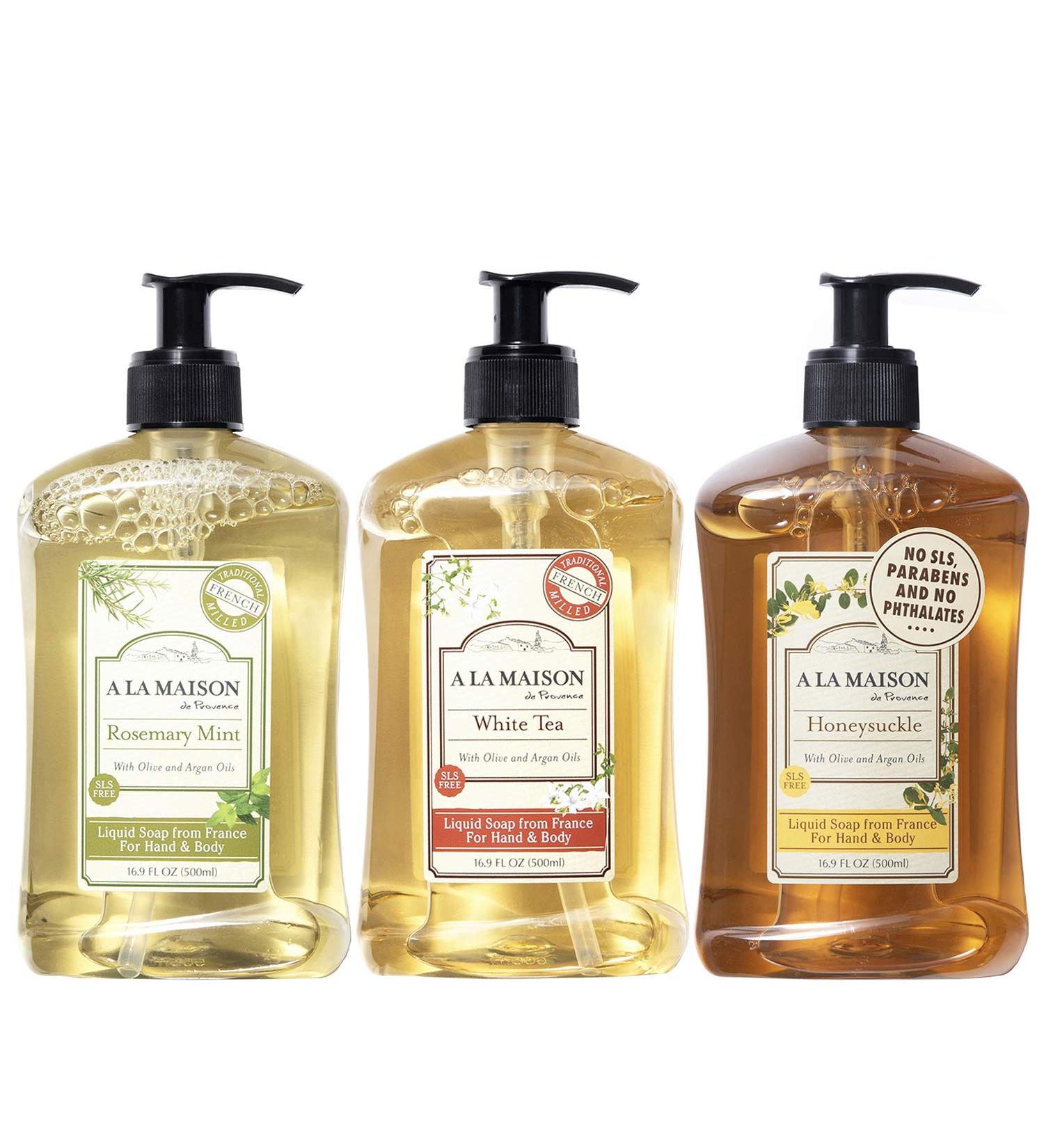 A La Maison de Provence Liquid Hand Soap - Rosemary Mint, Honeysuckle & White Tea Scent - 16.9 oz Pump Bottles - Buy Online on SooperMarket.com