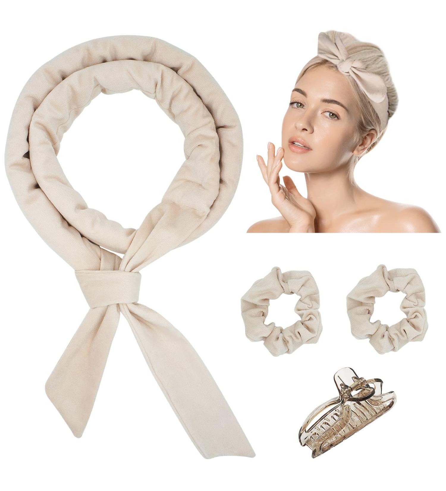 Yiclick Heatless Hair Curler for Long Hair Upgraded No Heat Hair Roller Sleeping Soft Rubber Hair Rollers Curling Ribbon and Rods for Natural Hair Beige - Buy Online on SooperMarket.com