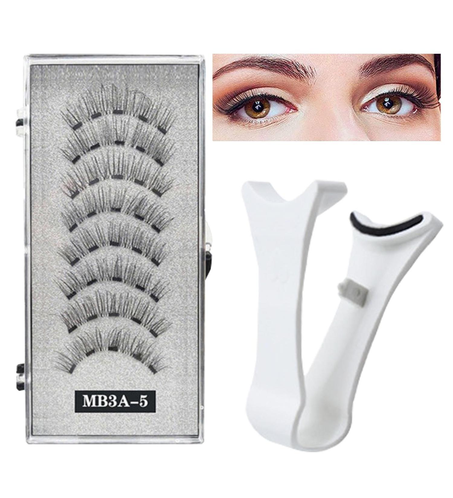 Generic Eyelashes Magnetic | 2 Pair 3D Eyelashes with Applicator Natural Look Reusable Eyelashes Kit 3D False Eyelashes with Applicator No Glue Needed - Buy Online on SooperMarket.com