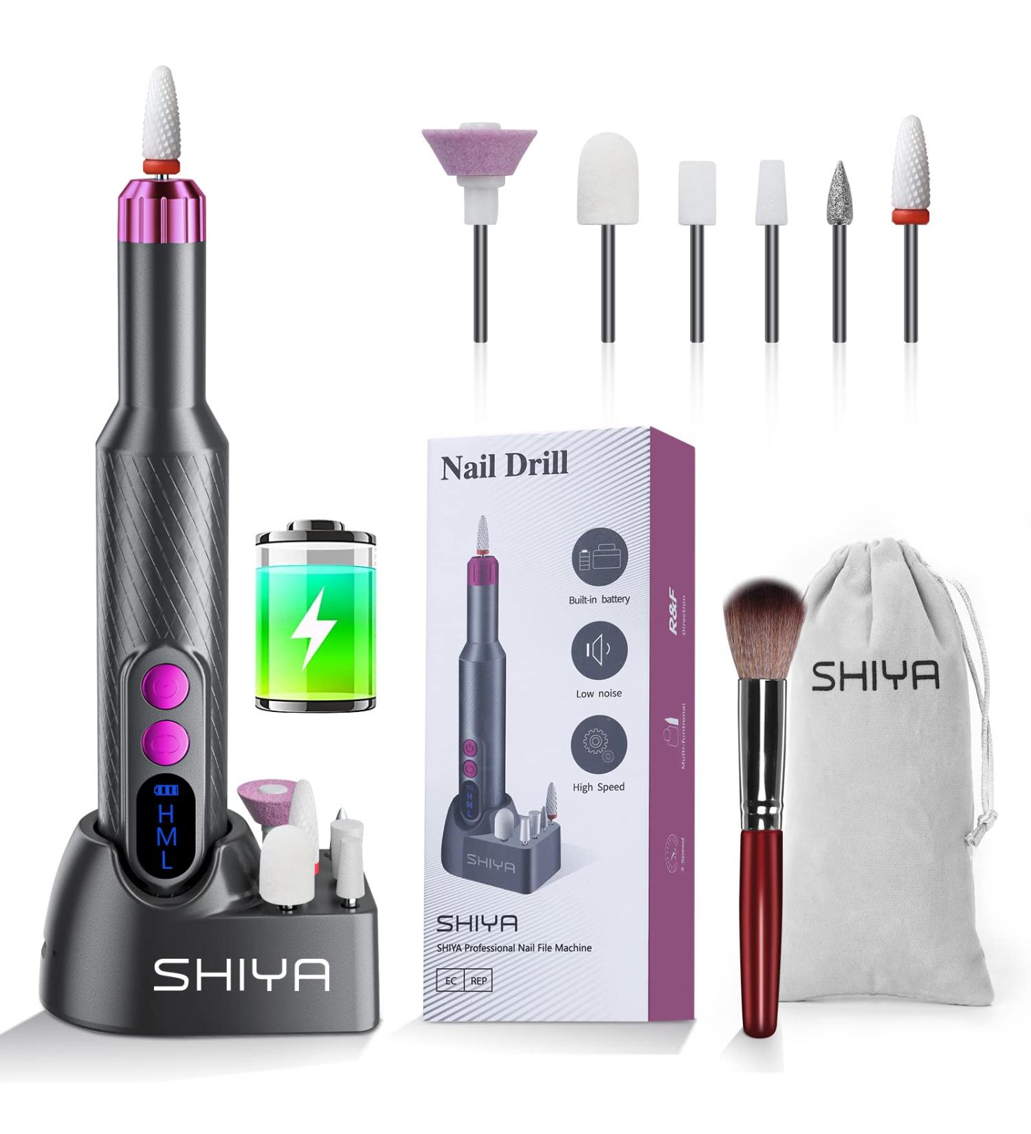 Portable Cordless Electric Nail Drill - Rechargeable Machine for Acrylic, Gel, and Natural Nails - Manicure Pedicure Tool in Gray - Buy Online on SooperMarket.com