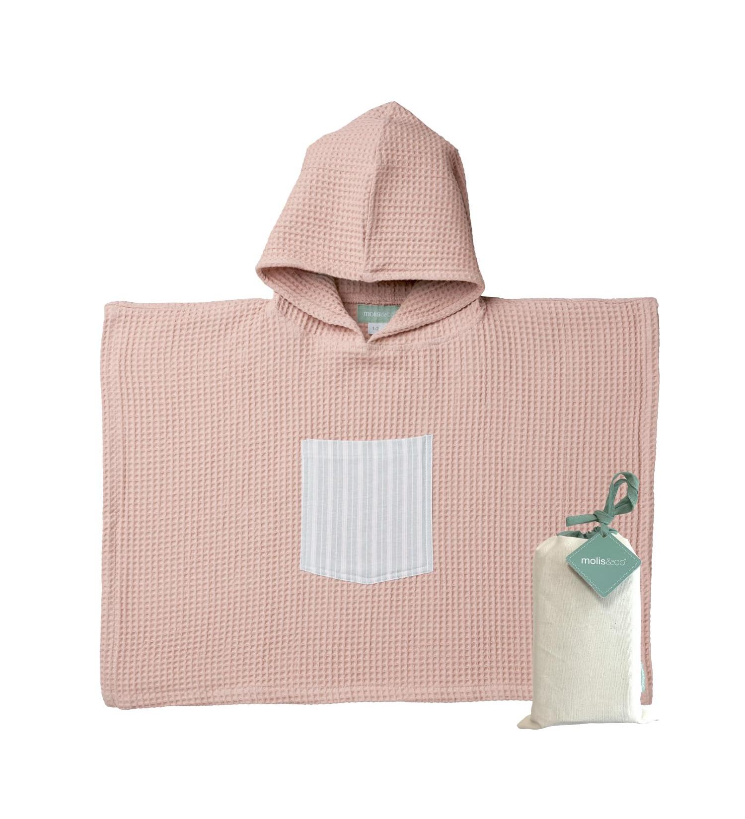 Molis & Co. Batheponcho for Kids (3-4 Years) - Striped Hooded Beach Towel & Bathrobe - Lightweight & Compact (Oeko-Tex 100) - Altrosa Color - Buy Online on SooperMarket.com