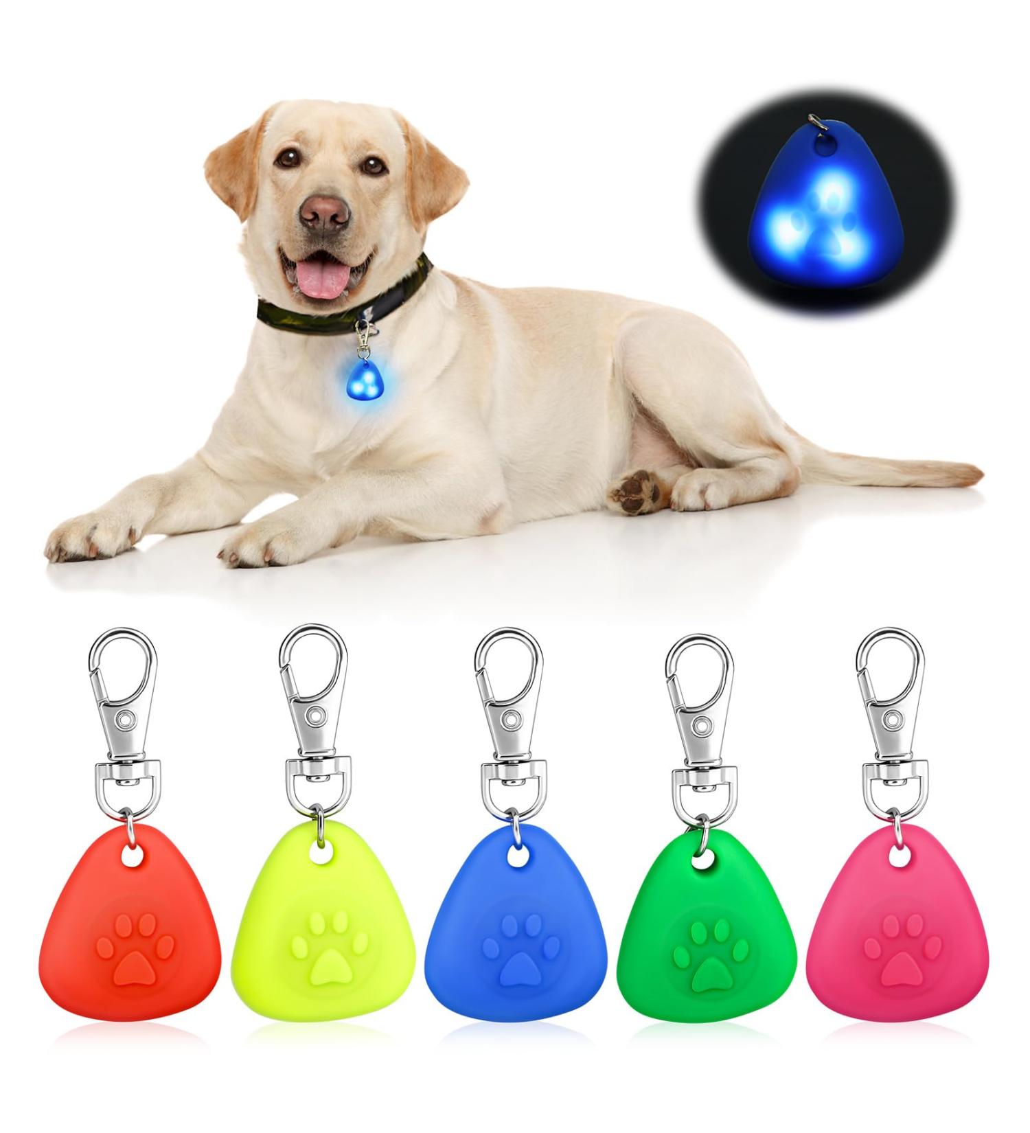 5-Piece Silicone Dog LED Light Keychain | Waterproof Security Pet Lights for Dogs & Cats 3 Flashing Modes - Buy Online on SooperMarket.com