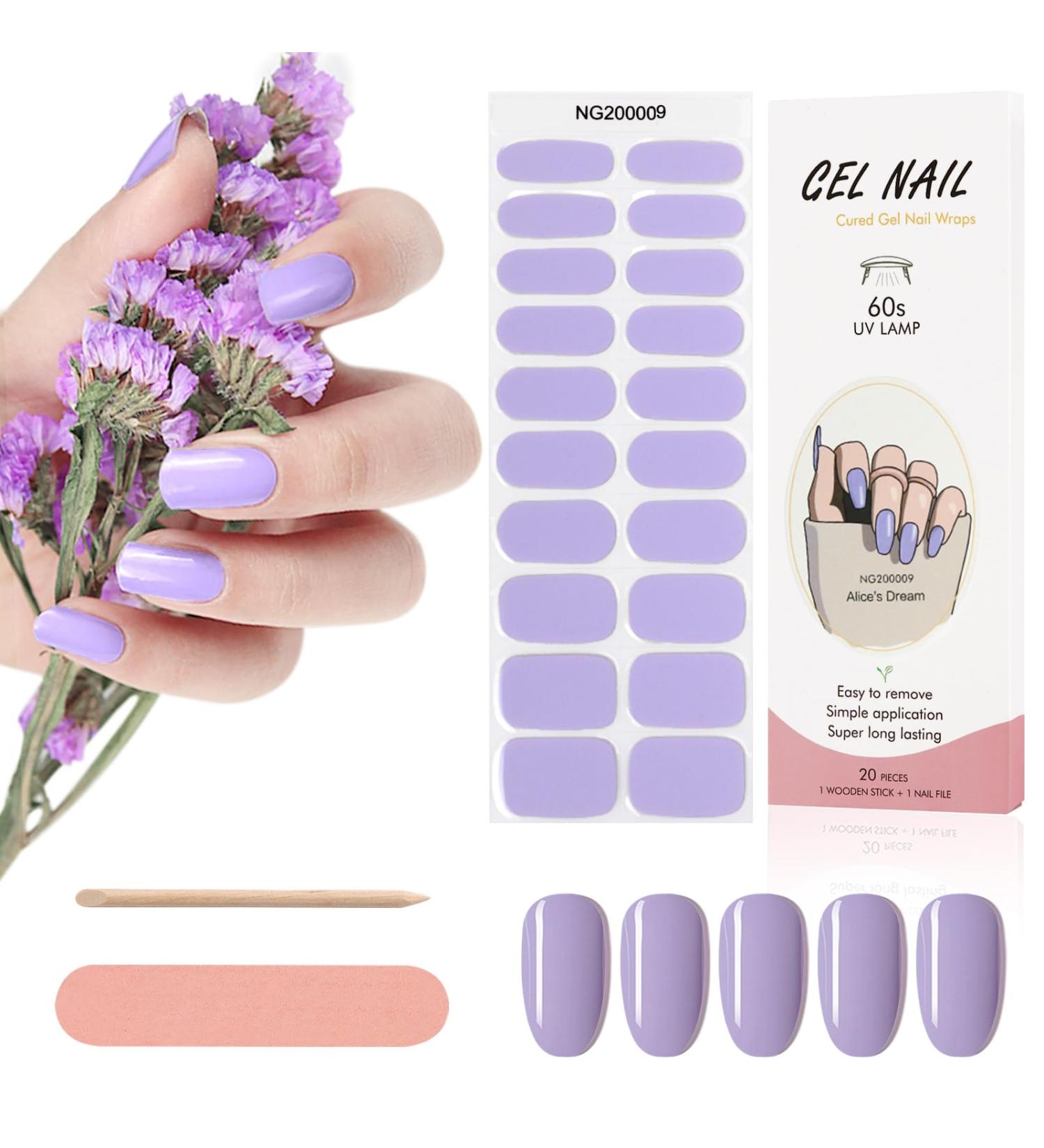 Kalolary Lavender Gel Nail Polish Strips - 20 Self-Adhesive Wraps with Nail File and Stick - Buy Online on SooperMarket.com