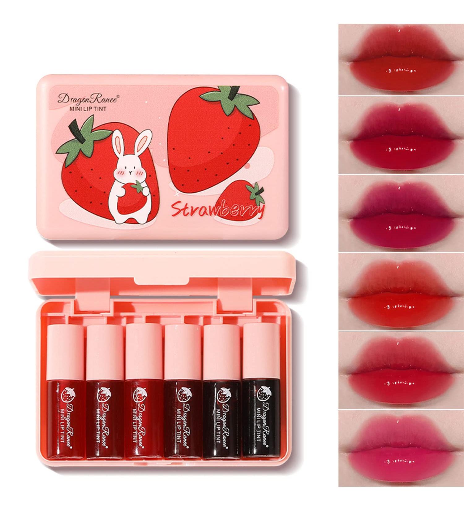 6 Colors Lip Tint Stain Set - Korean Lip Gloss Plumping Liquid Lipstick - Long Lasting & Waterproof Lip and Cheek Tint - High Pigment Vivid Colors - Lip Makeup Set - Buy Online on SooperMarket.com