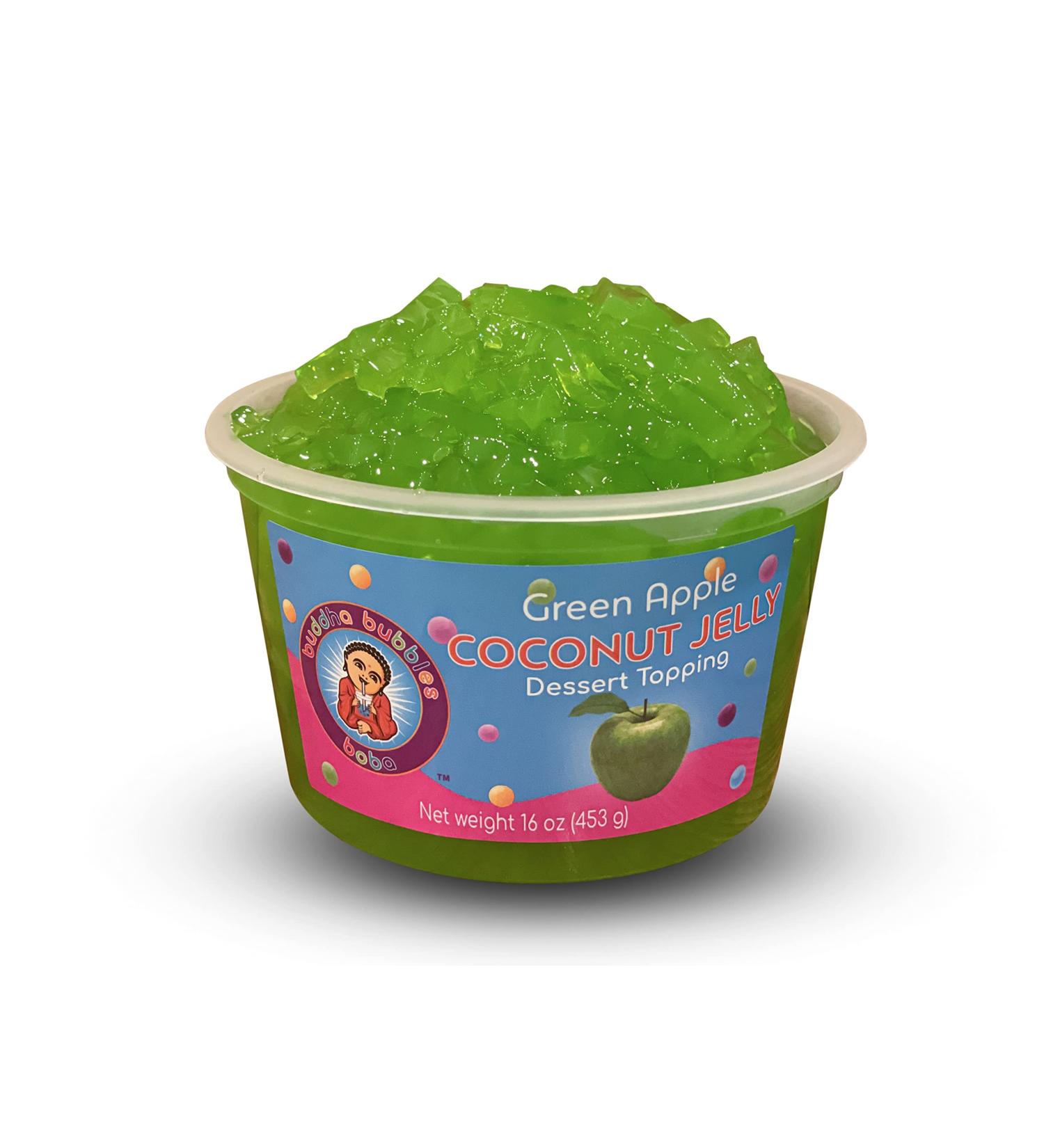 Sour Green Apple Coconut Jelly Dessert Topping - Buddha Bubbles Boba - Buy Online on SooperMarket.com