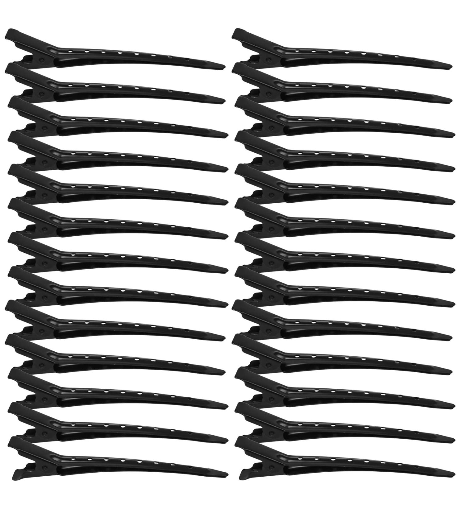 Zsanhua 26 Pieces Duck Bill Hair Clips 9cm Duck Bill Hairpins Curl Clips Stainless Steel Curl Clips Sectioning Clips with Holes Clips Hair Styling Clips for Salon and DIY (Black) - Buy Online on SooperMarket.com