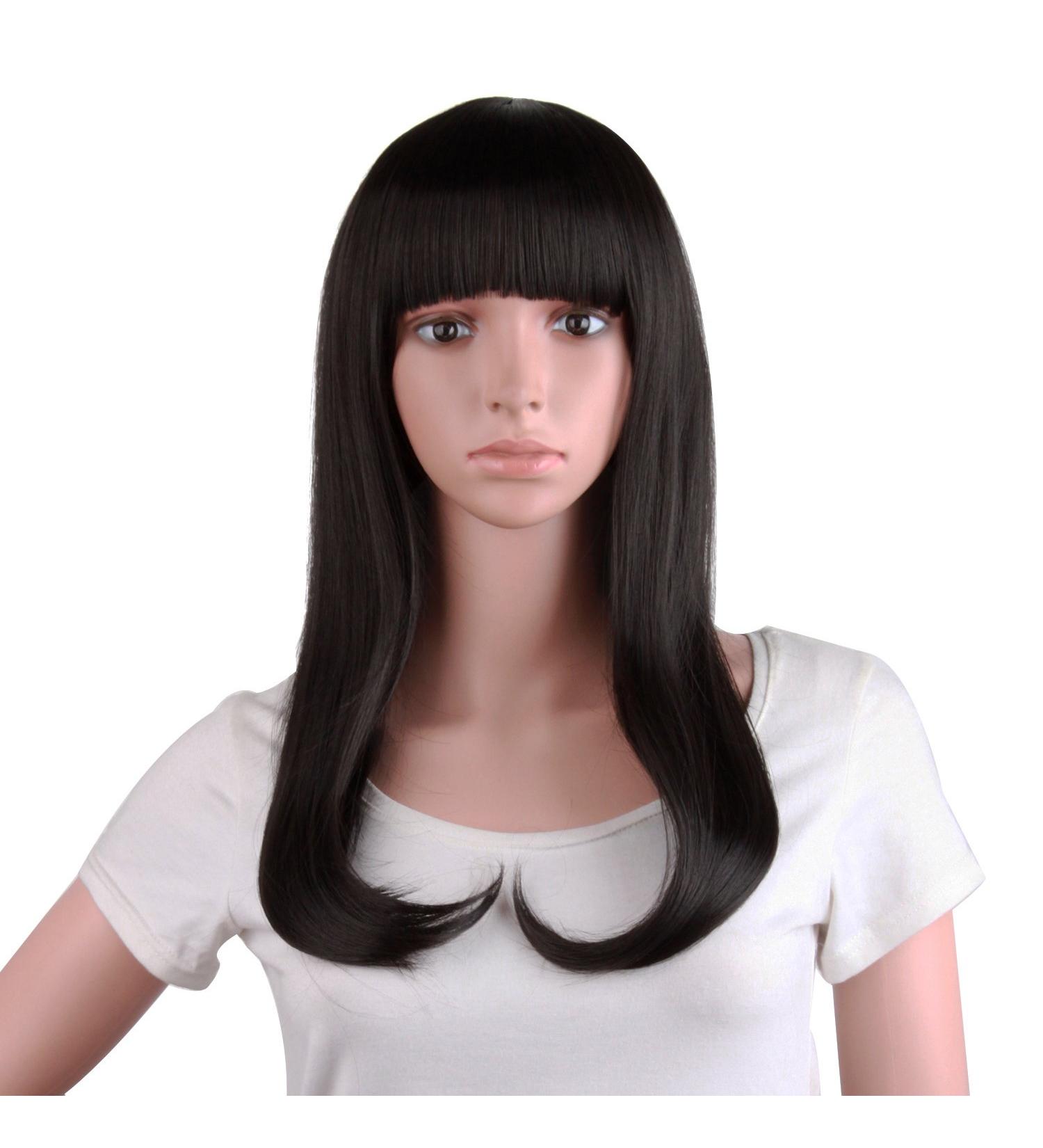 MapofBeauty 20 Flat Bangs Straight Hair Slightly Curled Wig (Black) - 50cm Length | Shop Now - Buy Online on SooperMarket.com