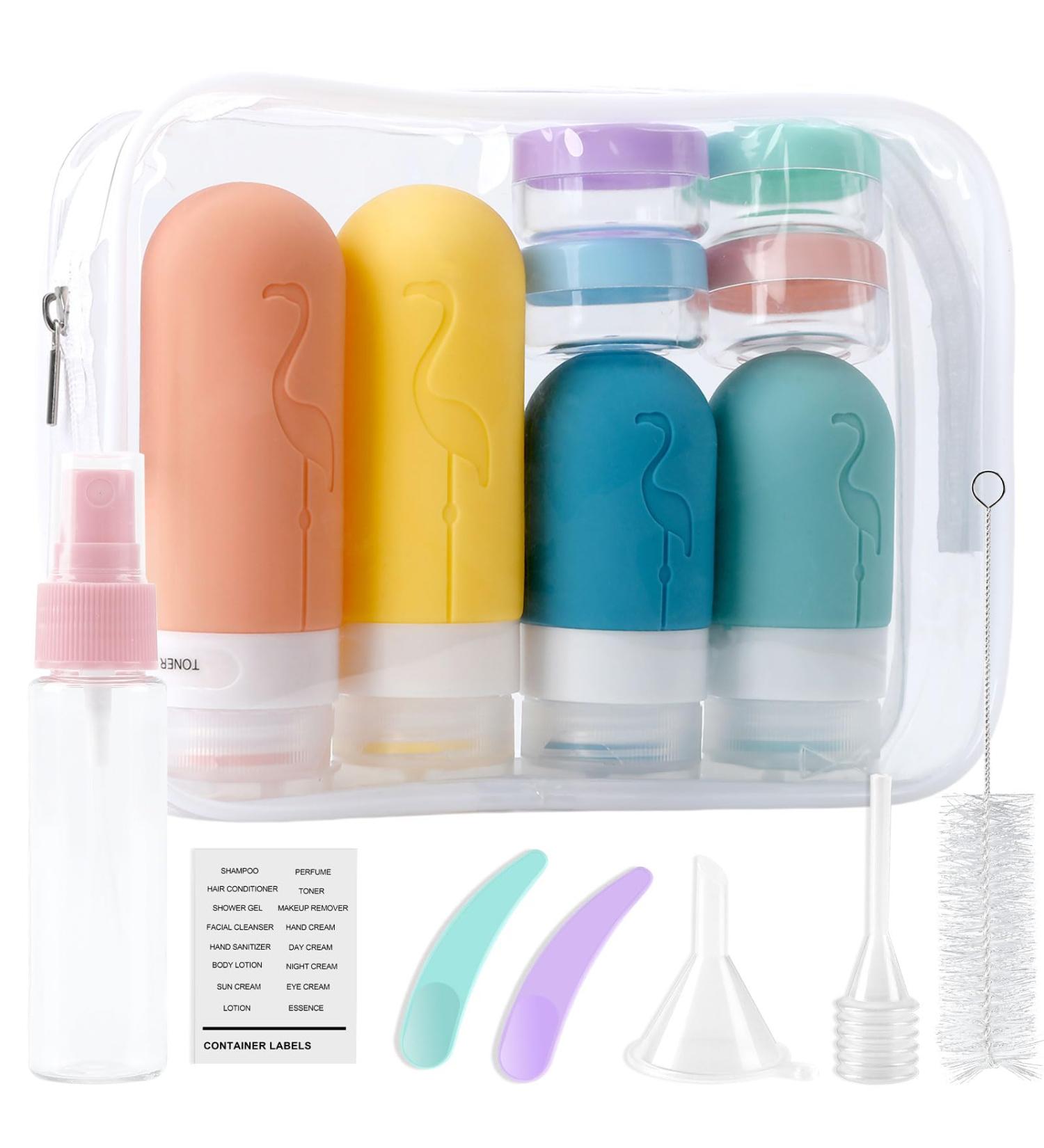 Marforever 16-Piece Silicone Travel Bottle Set | BPA-Free 60/90ml Containers for Shampoo Lotion & Shower Gel | Ideal for International Travel - Buy Online on SooperMarket.com