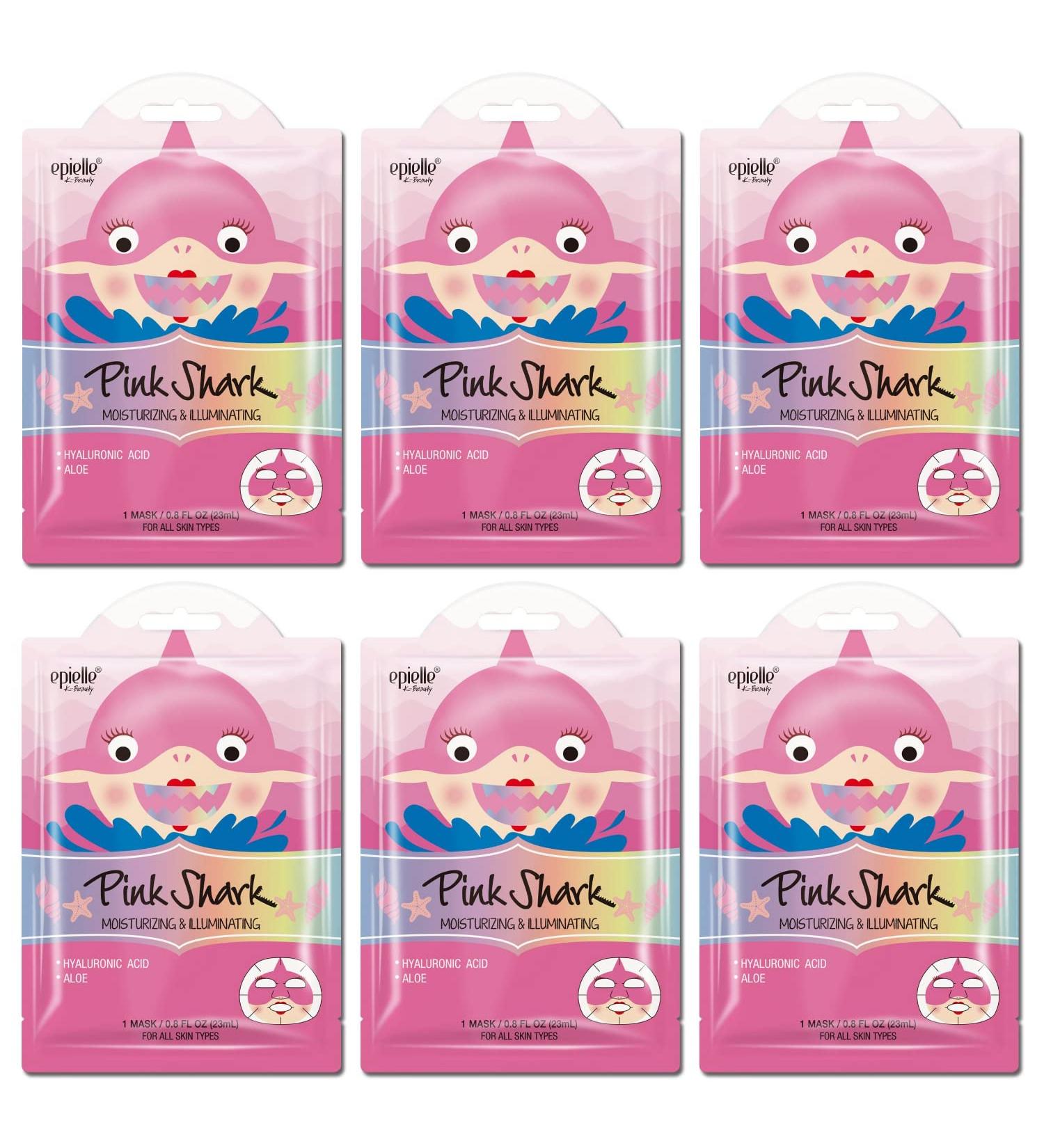 Buy Epielle Character Masks (Pink Shark 6pk) - Fun & Moisturizing Sheet Masks for Kids Worldwide Shipping - Buy Online on SooperMarket.com