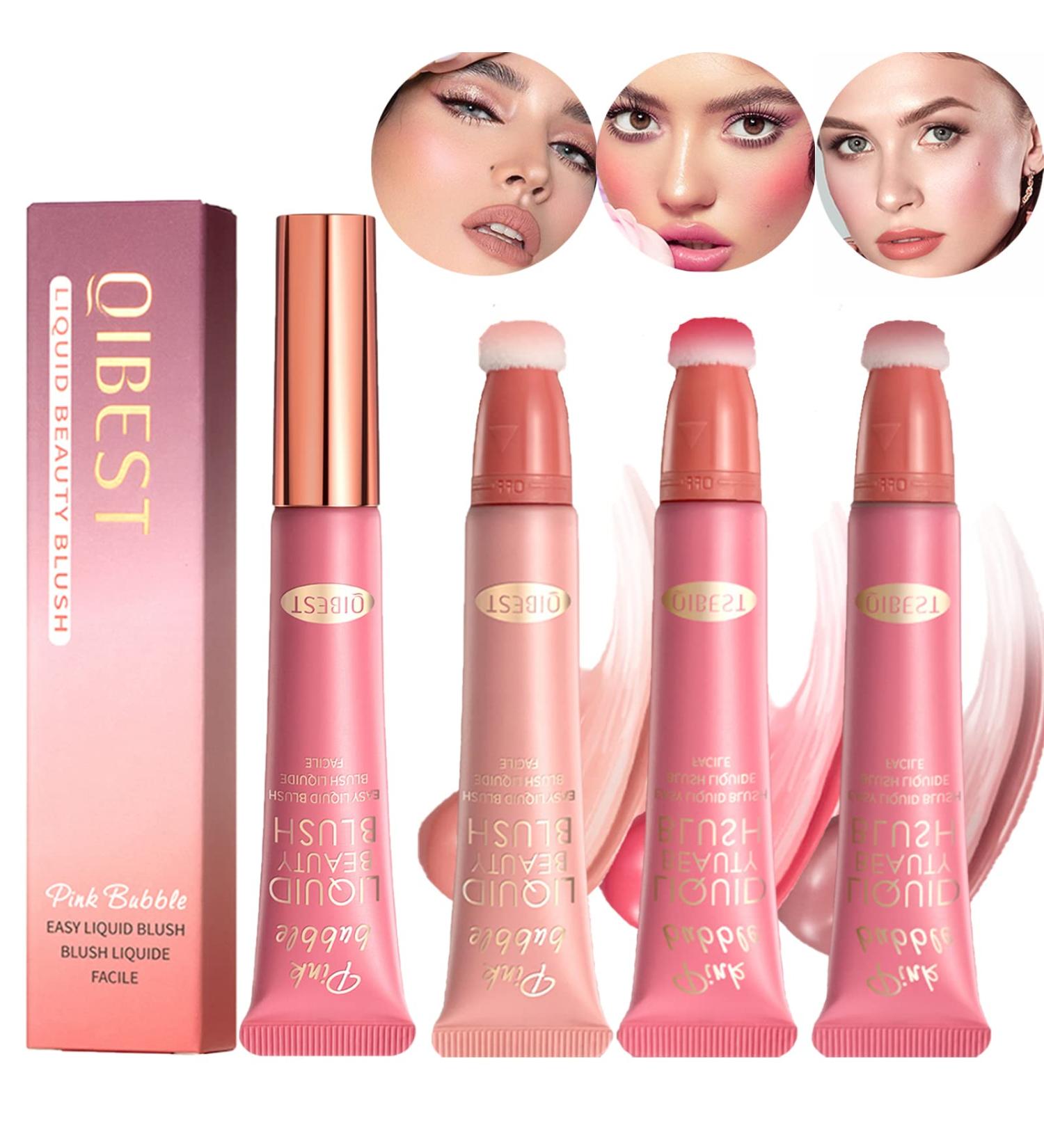 3pcs Liquid Blush Makeup Wand - Cream Blush with Cushion Applicator for Cheeks - Weightless Blendable Stick for Natural-looking Dewy Glow - Buy Online on SooperMarket.com