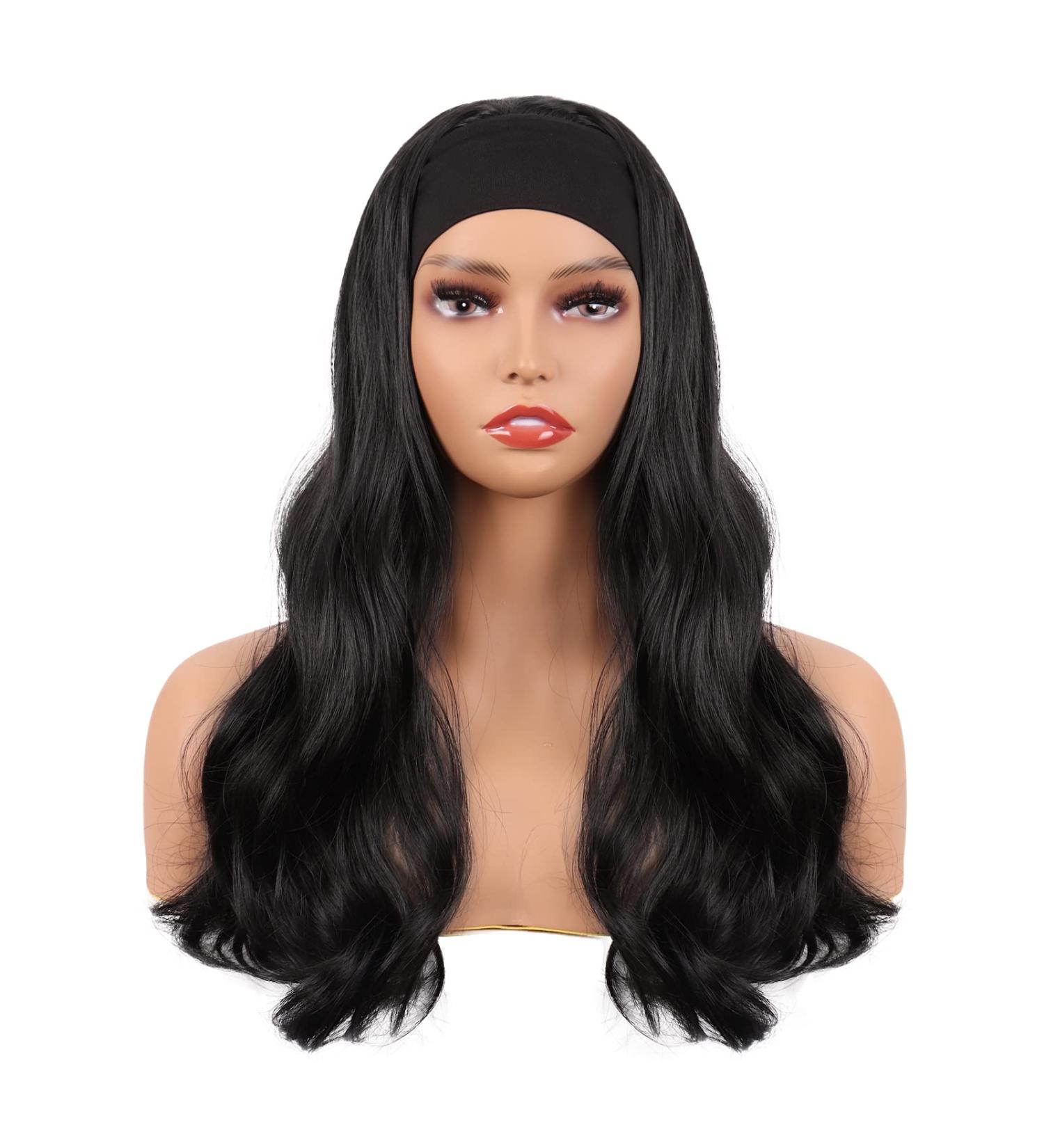 MapofBeauty 24 Synthetic Curly Hair Headband Wig - Long Heat Resistant Style (Black) - Buy Online on SooperMarket.com