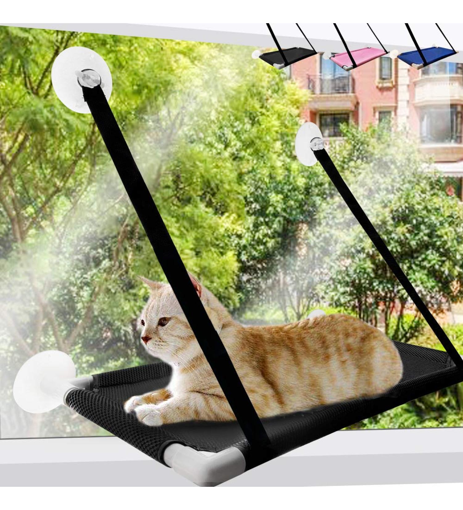 Cat Window Perch - Durable Sunny Seat Hammock for Climbing, Space Saving Design - Black Cat Accessories - Buy Online on SooperMarket.com