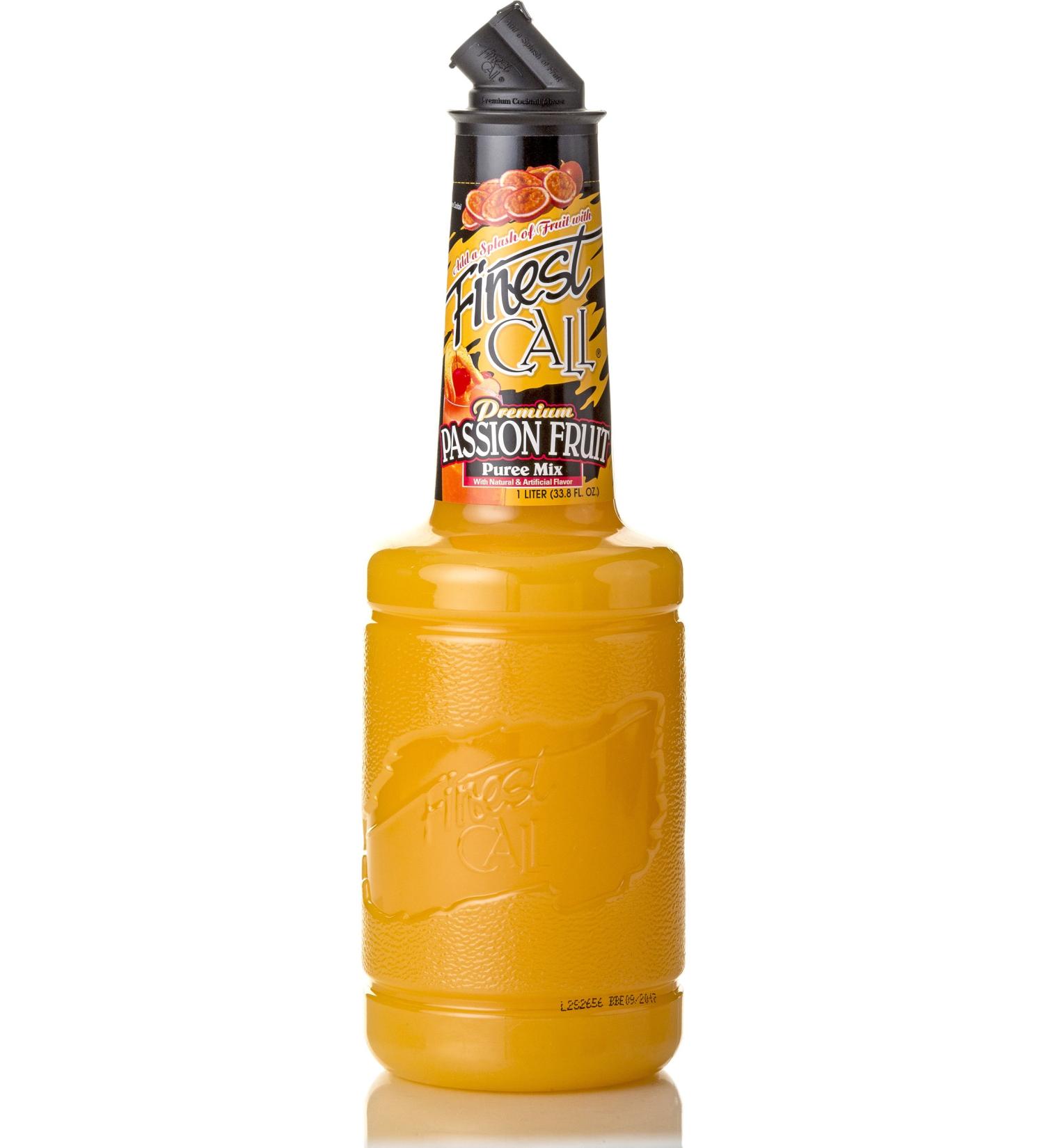Finest Call Premium Passion Fruit Puree Drink Mix, 1 Liter Bottle (33.8 Fl Oz), Individually Boxed Passion Fruit 33.8 Fl Oz (Pack of 1)