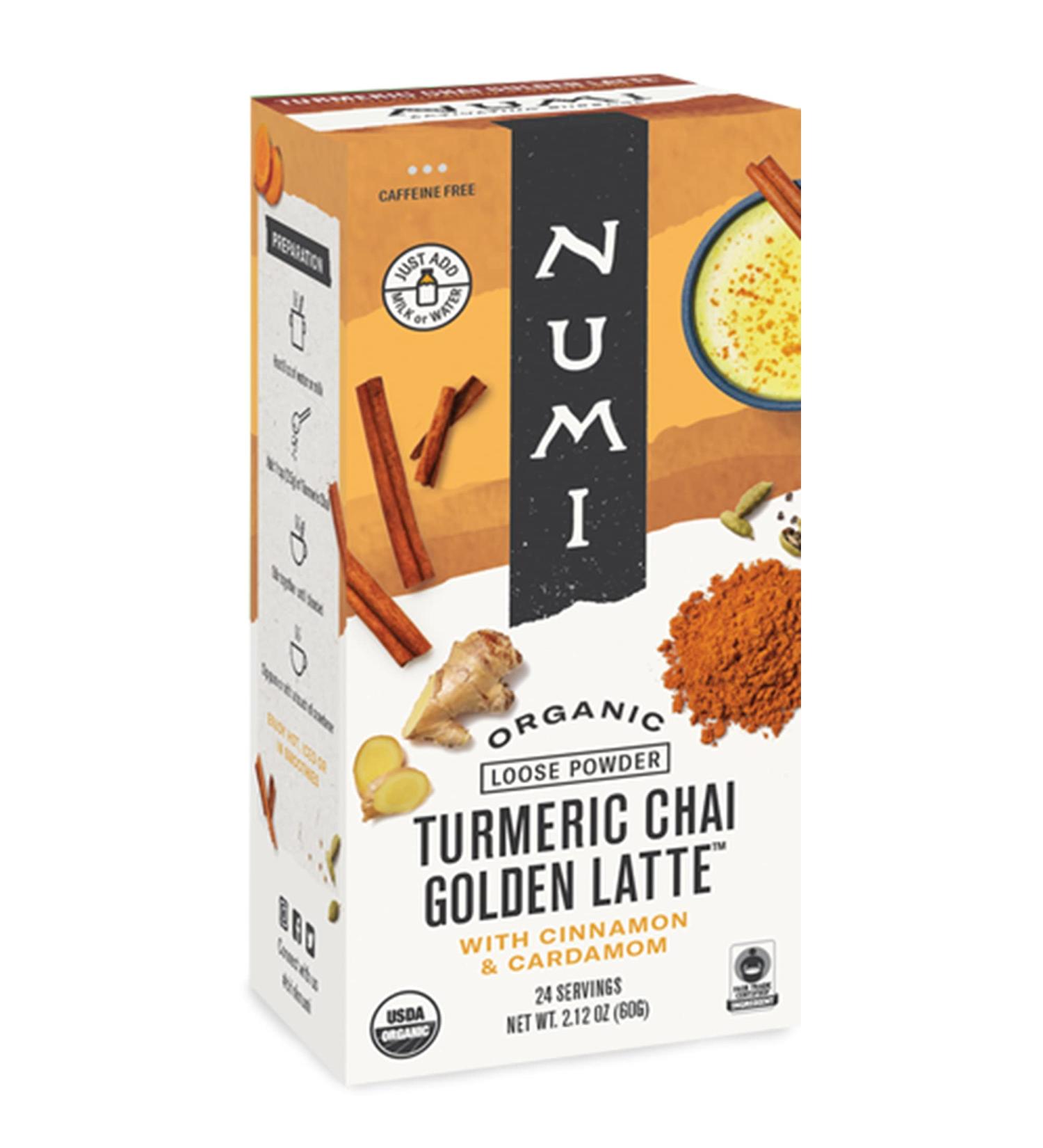 Numi Organic Turmeric Chai - Caffeine-Free Golden Latte Powder, 24 Servings, 2.12oz (Pack of 1) - Buy Online on SooperMarket.com