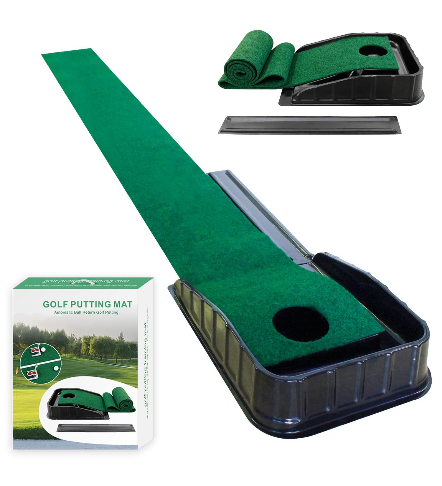 MYKUJA Putting Green with Automatic Ball Return - Indoor and Outdoor Mini Putting Mat for Home and Office - Mini Golf Game and Training Aid - Buy Online on SooperMarket.com