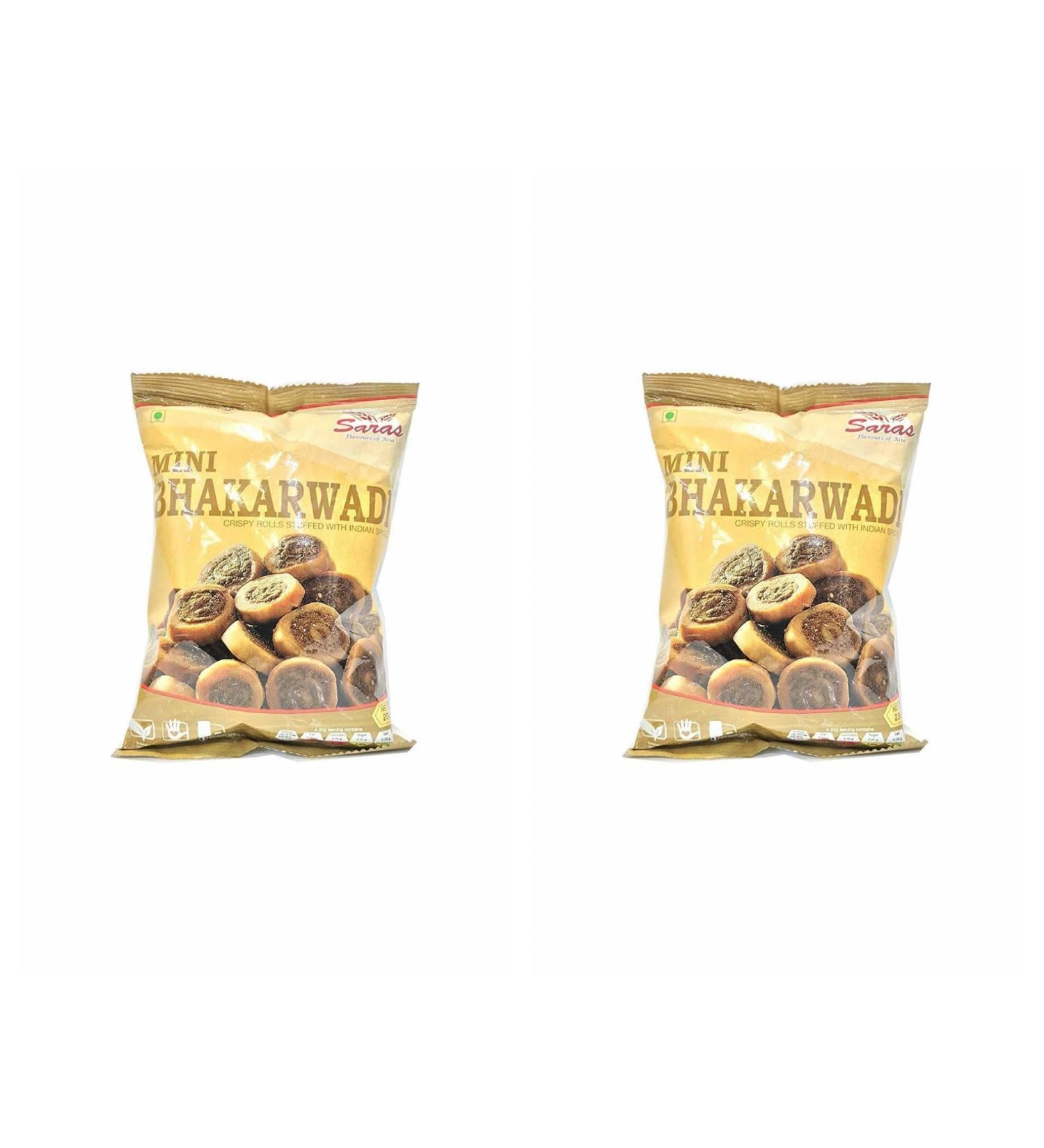 Saras Mini Bhakharwadi 200g (Pack of 2) | Crunchy and Flavorful Snack | Popular Indian Savouries | Treat for Every Occasions | Bite Sized Snack - Buy Online on SooperMarket.com