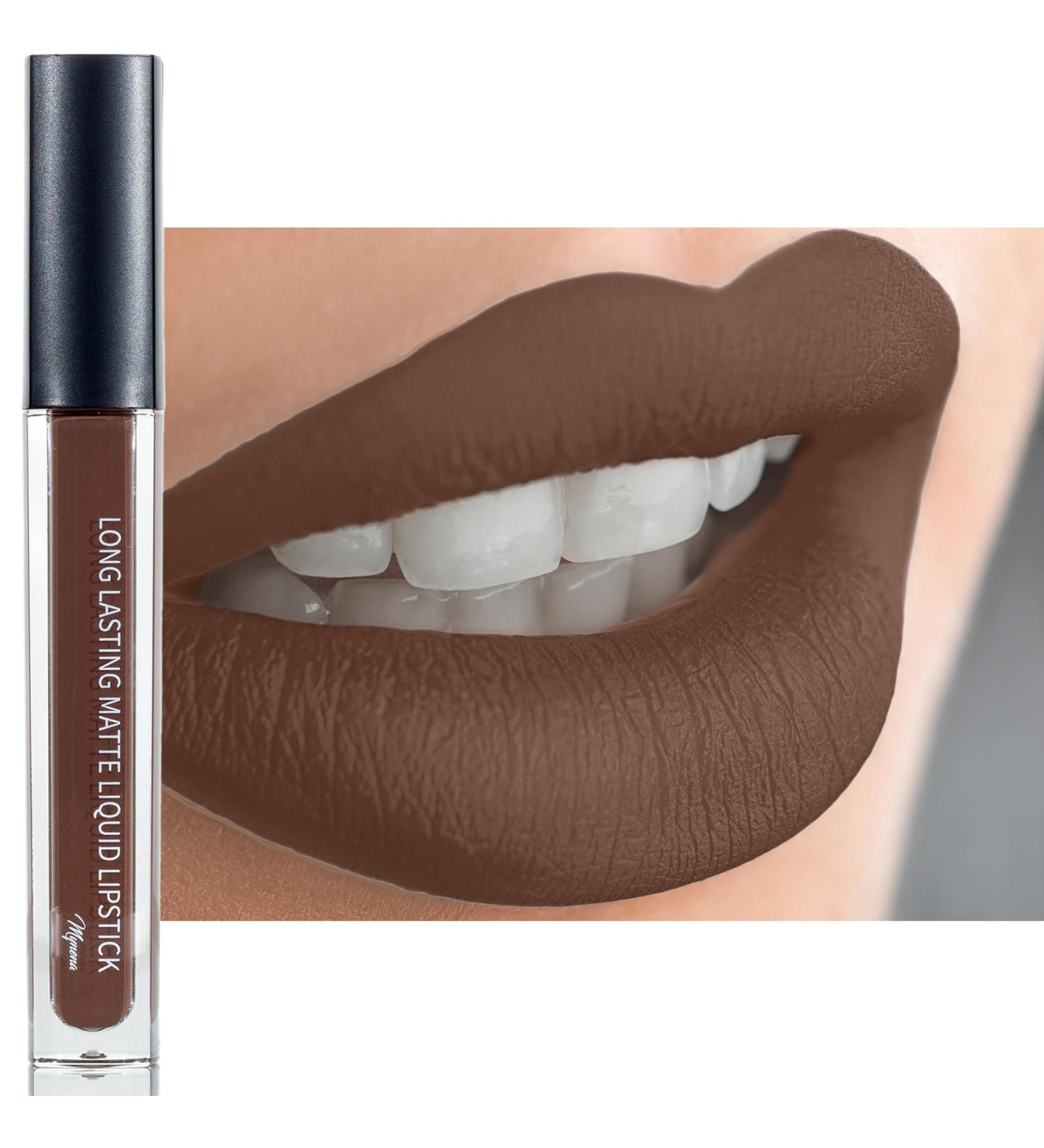 Mynena Brown Liquid Lipstick - Long-Lasting, Kissproof, Waterproof Matte Lip Stain | Cyndia - Buy Online on SooperMarket.com