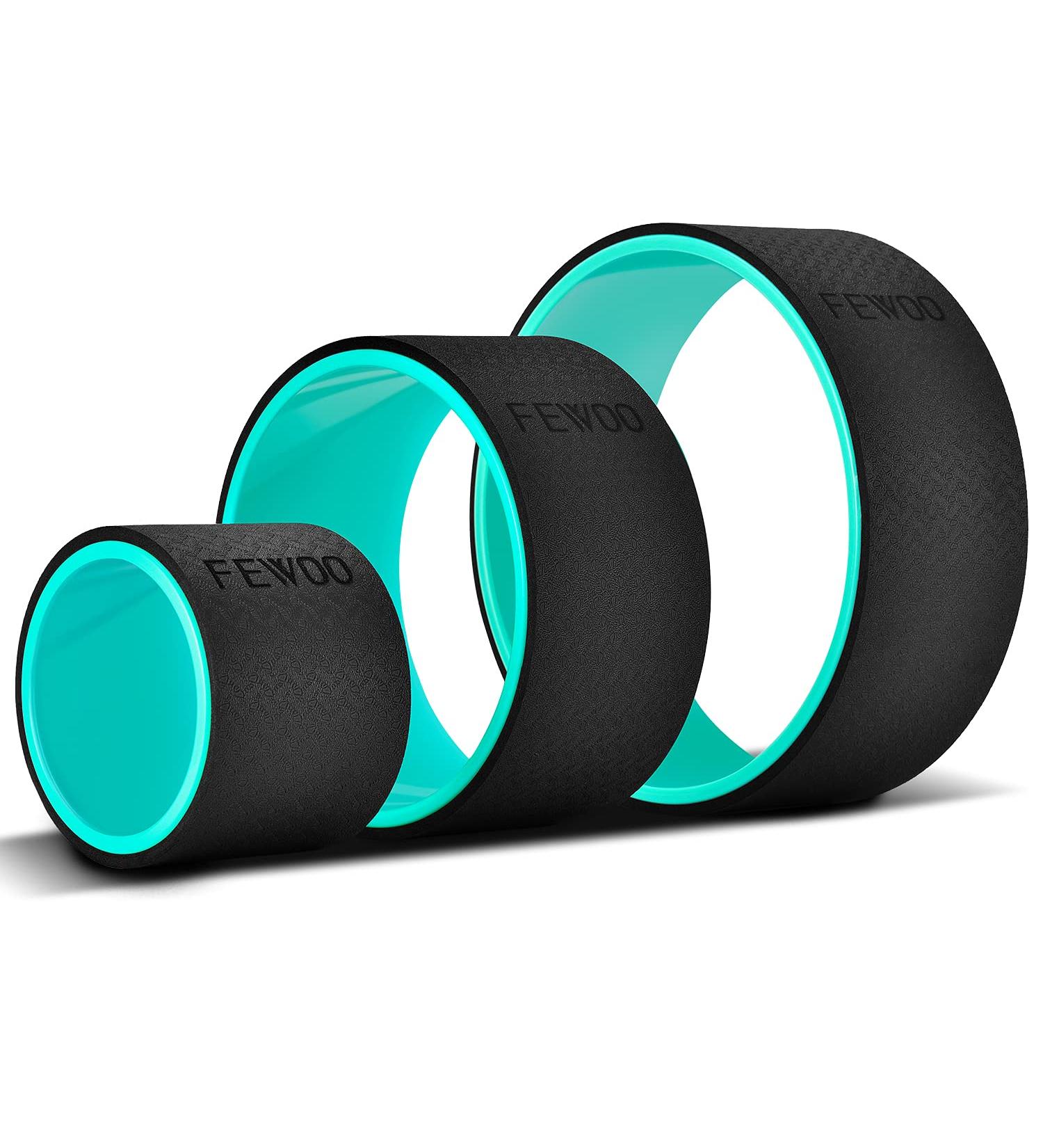 FEWOO Yoga Wheel Set for Back Pain Relief and Flexibility - Includes 3 Black+Green Props for Stretching, Massages, and Backbends - Buy Online on SooperMarket.com
