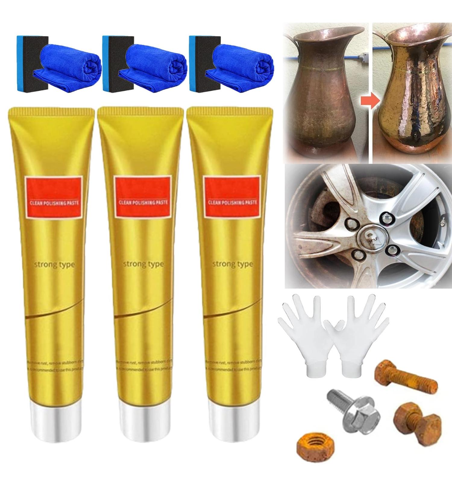 Raturv Metal Polish Cream Raturv Chrome Polish New Metal Polish Cream Metal Polishing Paste Chrome Polish and Rust Remover Metal Polish Cream for Stainless Steel (3pcs) - Buy Online on SooperMarket.com
