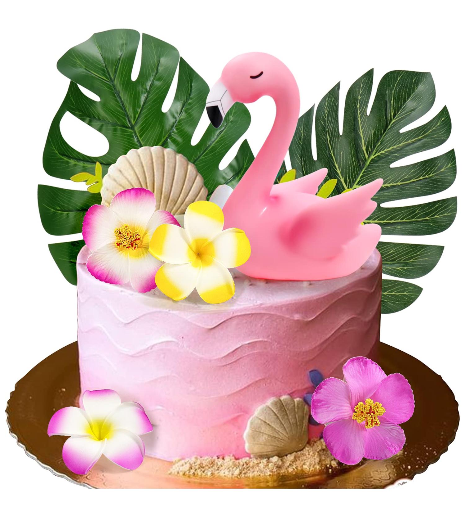 Mity Rain 7pcs Flamingo Cake Toppers - Hawaiian Luau Cake Decorations - Buy Online on SooperMarket.com