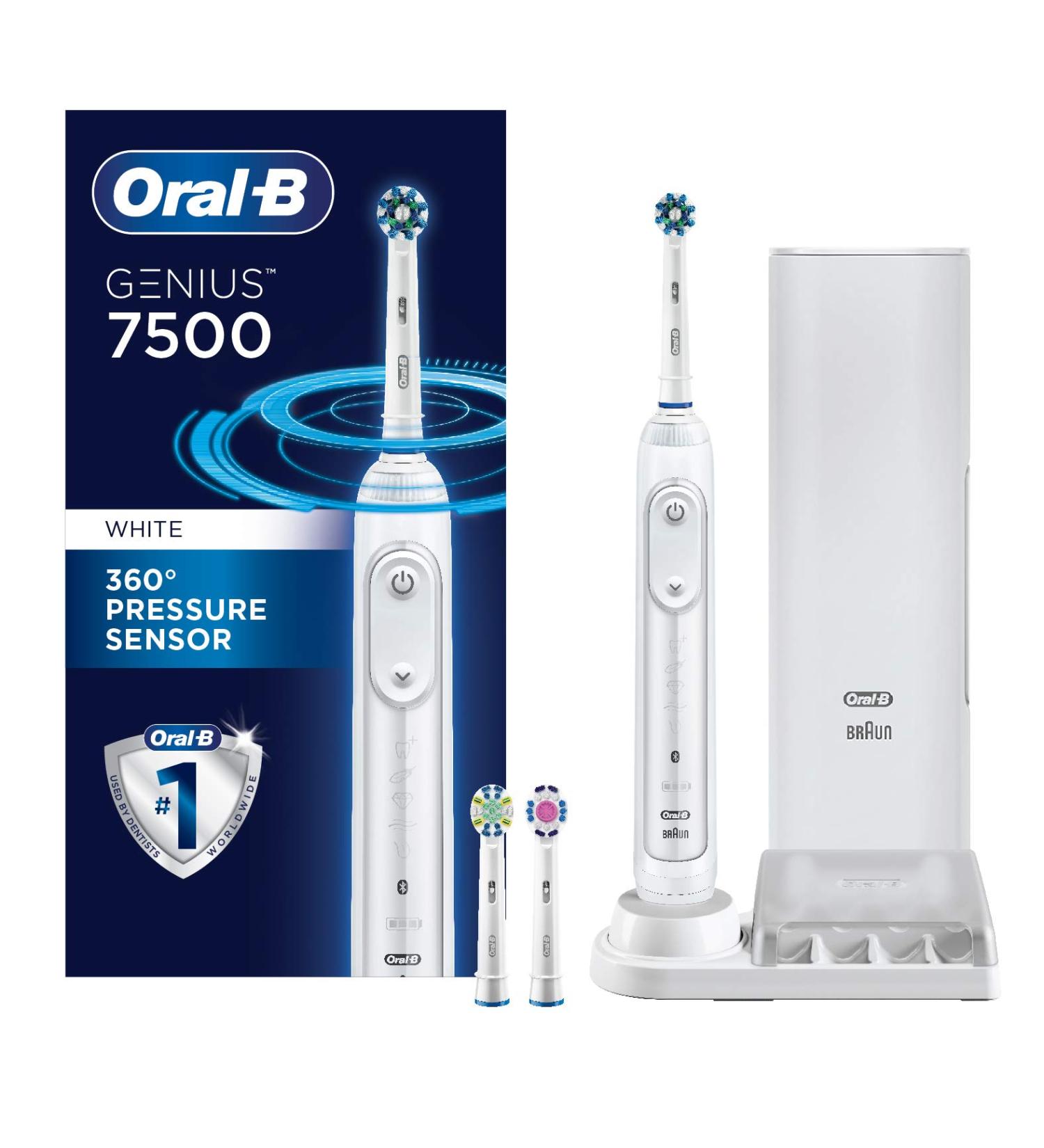 Oral-B 7500 Electric Toothbrush Kit with Replacement Brush Heads & Travel Case - White - Buy Online on SooperMarket.com