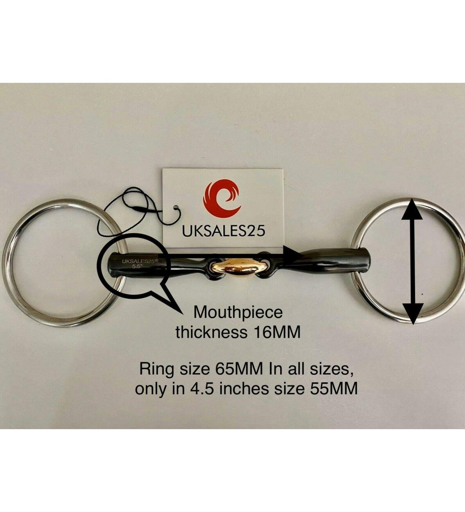 Loose Ring Sweet Iron Snaffle Bit with Copper Lozenge (UKSALES25 Horse Bits) (5.0 INCHES 20) 5.0 INCHES 20