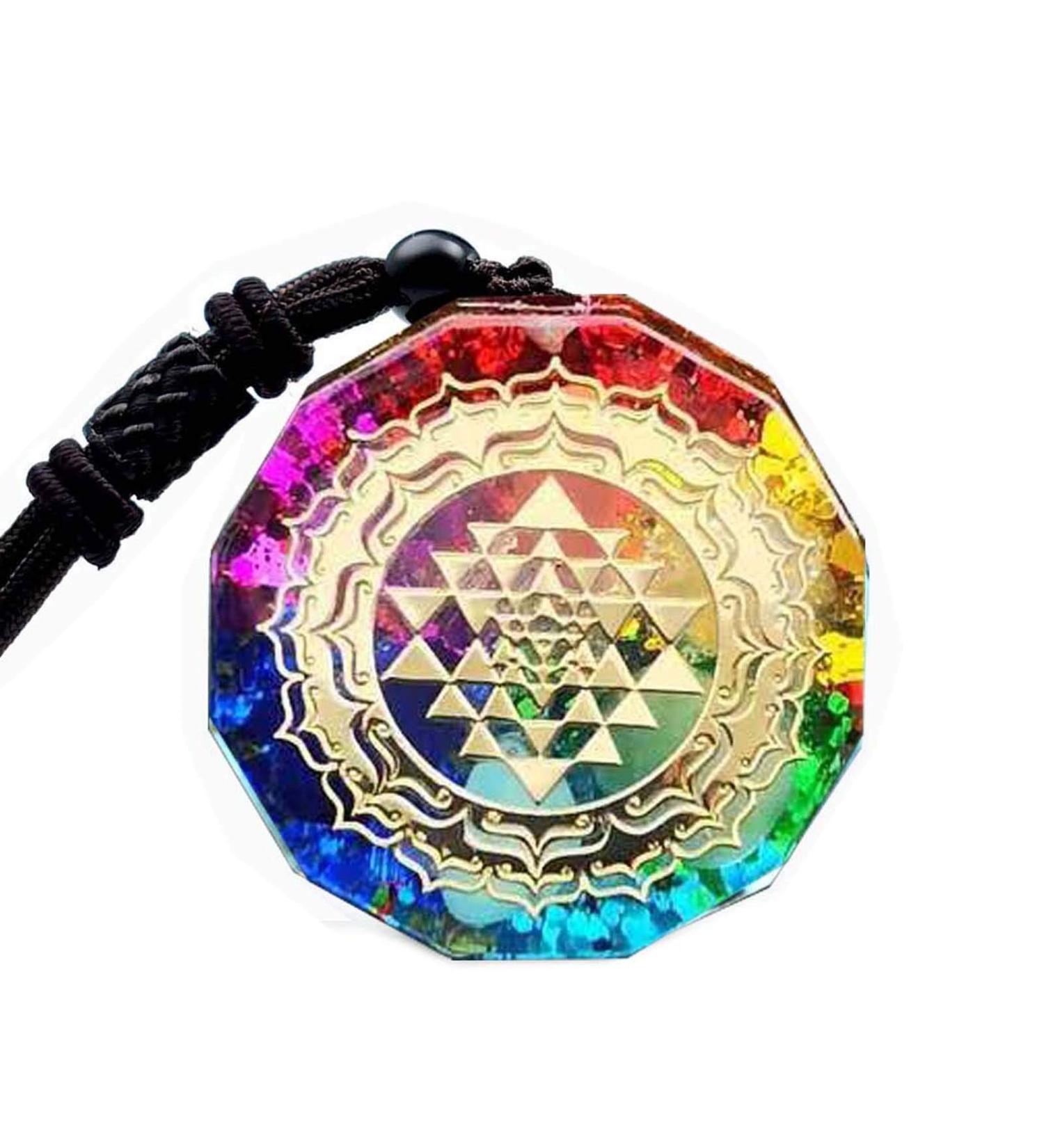 Sinymilk Reiki Orgonite Sri Yantra Symbol Metatron's Cube Necklace 7 Chakra Sacred Geometry Orgone Pendant - Buy Online on SooperMarket.com