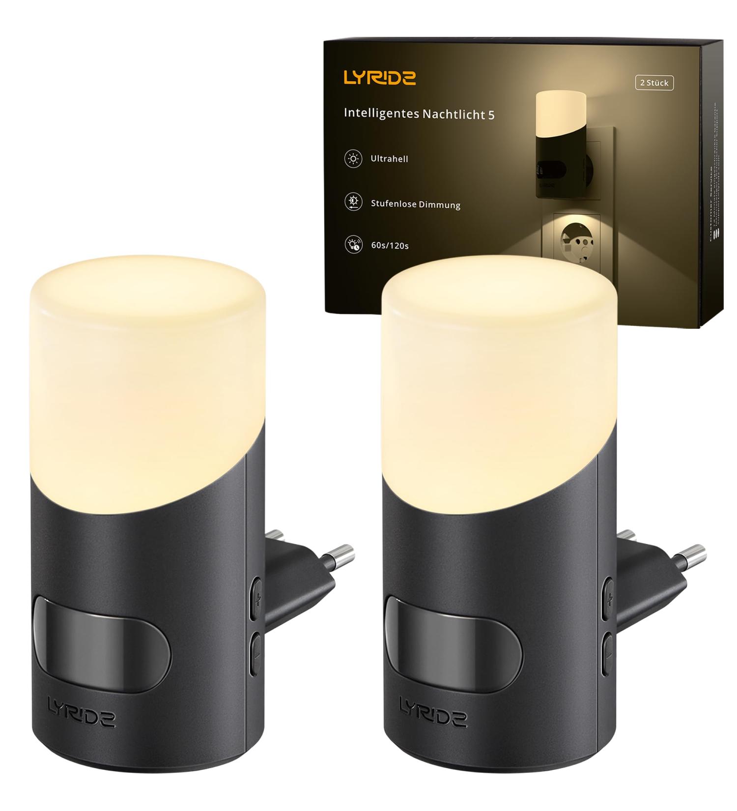 Buy Lyridz Dimmable Night Light Socket - 2-Piece LED Warm White Lamp with Motion Sensor & 3 Modes for Bedrooms Kitchen & Hallway | Ultra-High 2700K Lighting - Buy Online on SooperMarket.com
