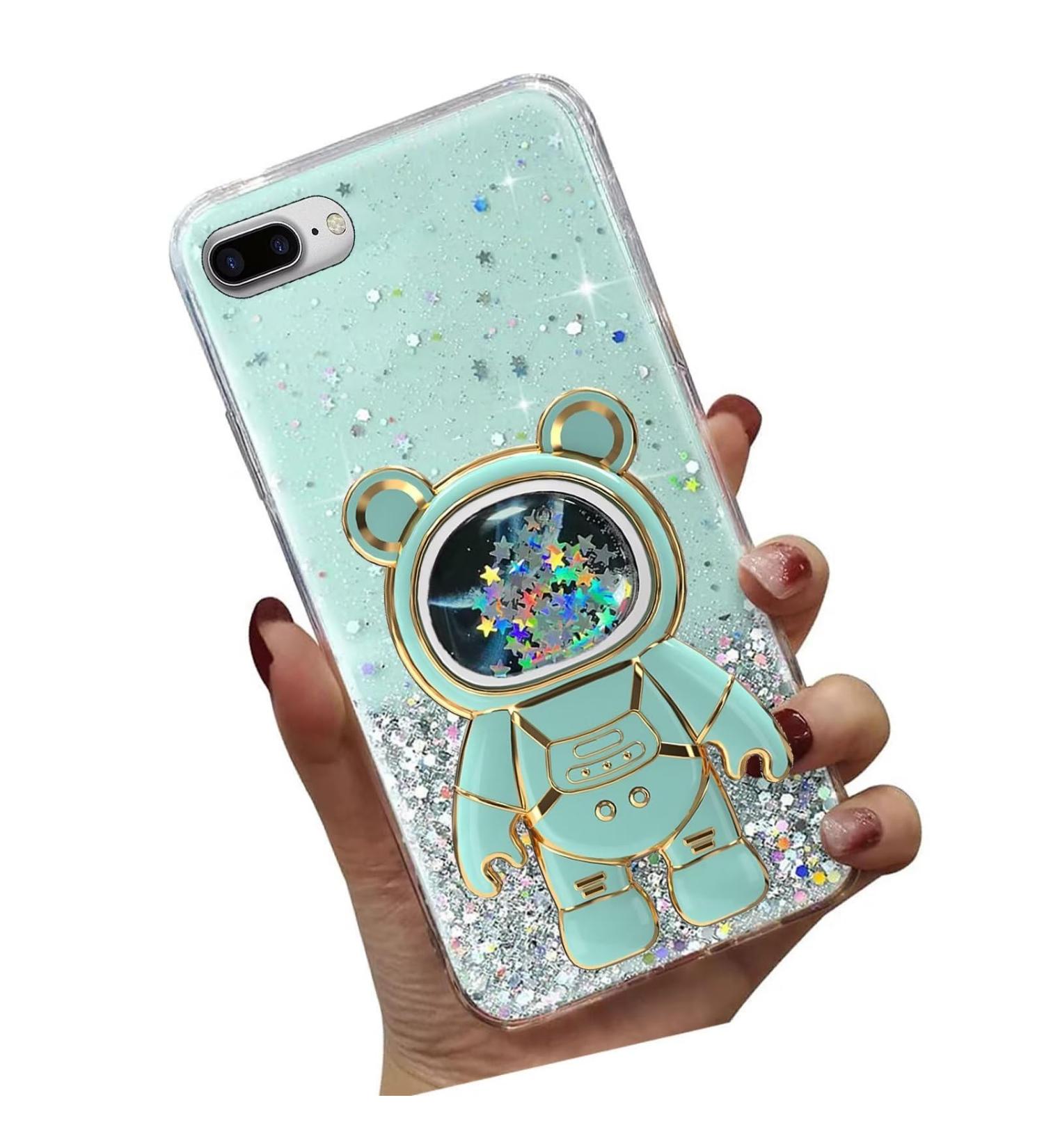 Tivenfezk Nadoli for iPhone 7 Plus/8 Plus - Treibsand B r Astronaut Glitter Stand Case | Soft Silicone Protective Cover - Green - Buy Online on SooperMarket.com