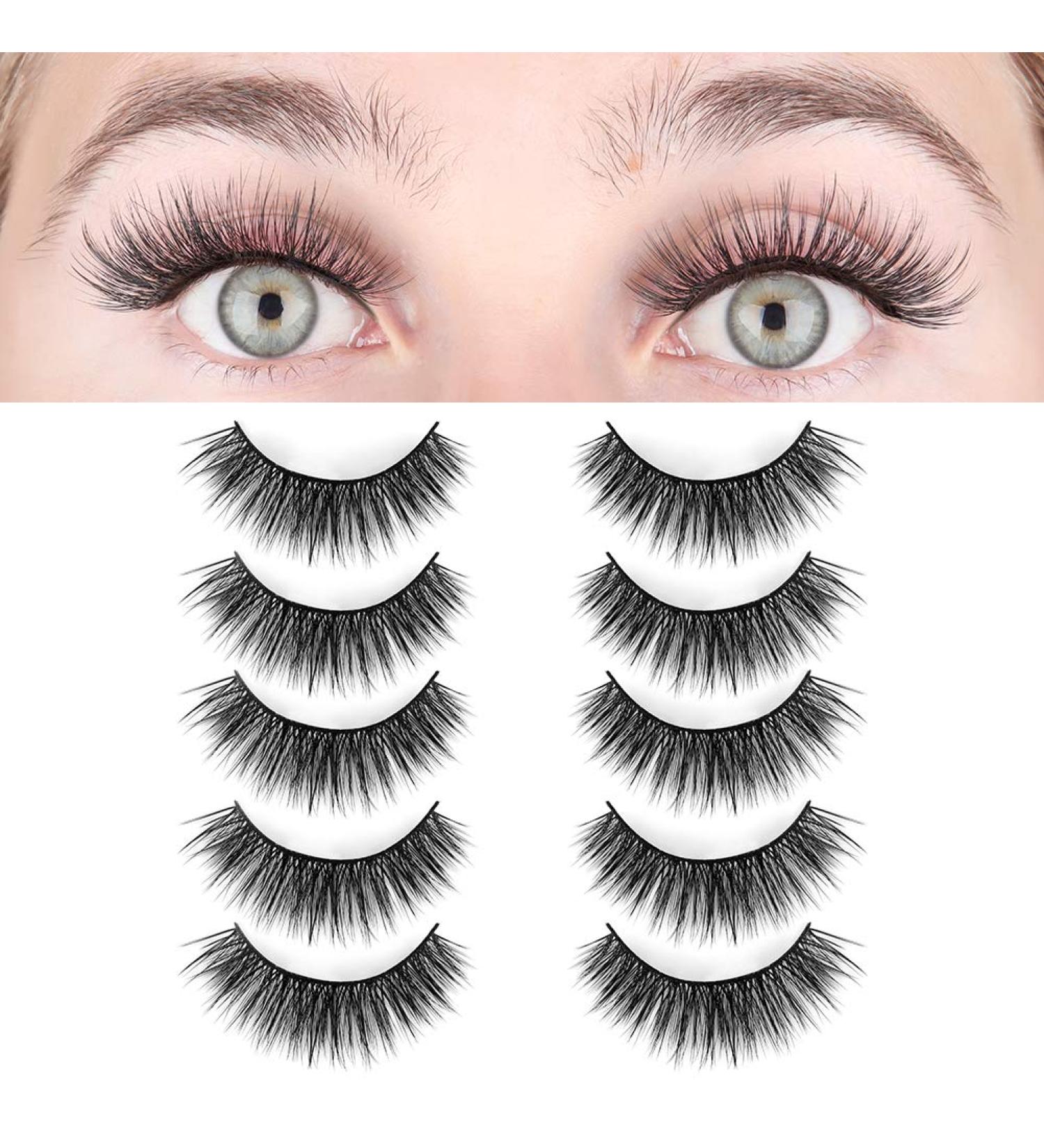 LASHVIEW 3D Faux Eyelashes - Natural Look Wispies, Soft & Reusable | 5 Pair Pack - Buy Online on SooperMarket.com