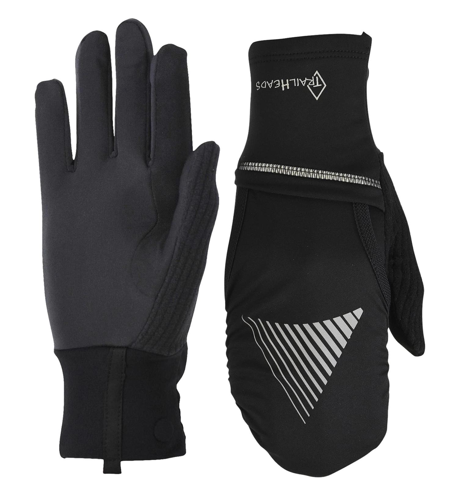 TrailHeads Women's Touchscreen Convertible Running Gloves - Black S/M - Buy Online on SooperMarket.com