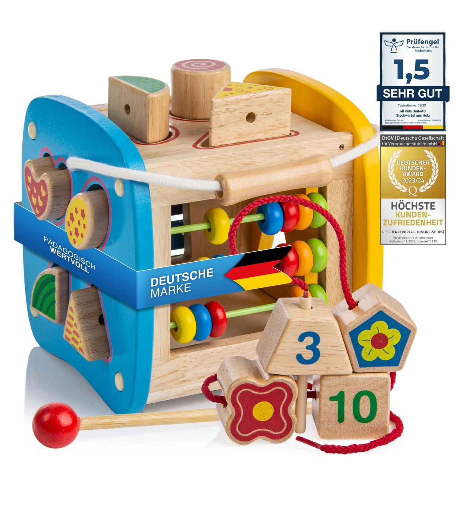All Kids United Wooden Plug-In Cube Toy | Motor Skills & Design Recognition | Educational Puzzle Sorting for Enhanced Concentration - Buy Online on SooperMarket.com