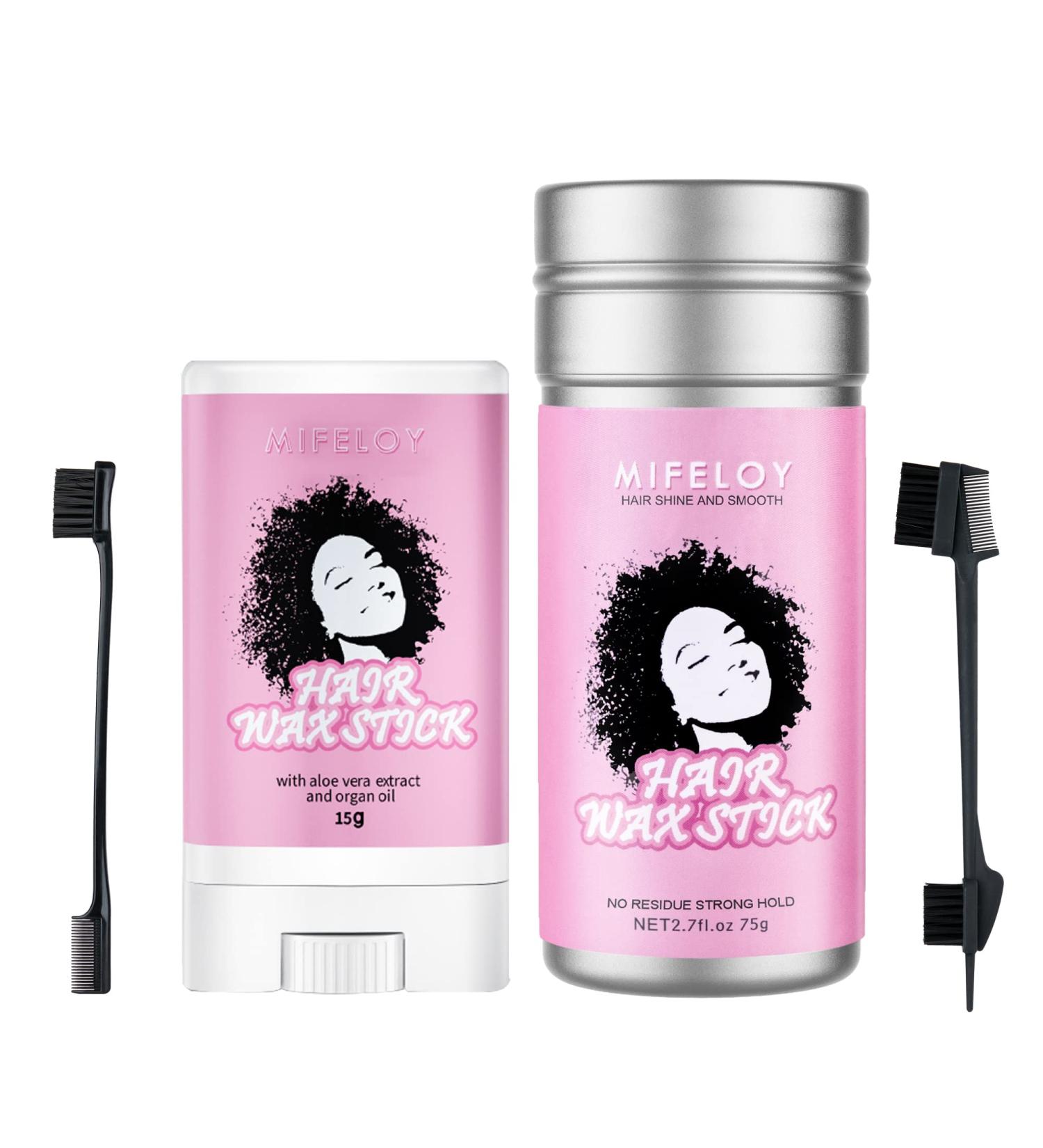 15g Hair Wax & 75g Pomade Stick for Smoothing Flyaways | Women's Slick Back Hair Glue | Bed Head Styling Cream Gel | 5 In 1 Brush & Edges Control Comb - Black - Buy Online on SooperMarket.com