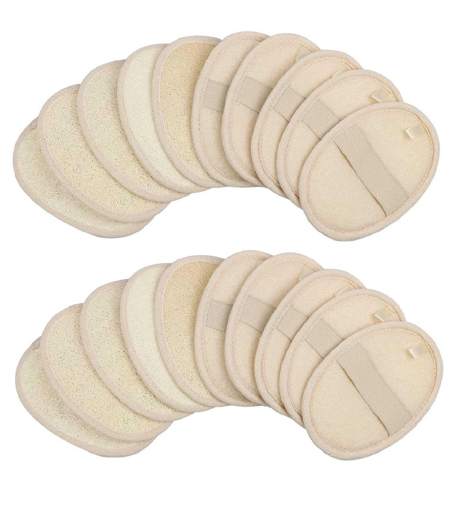 20 Pack Exfoliating Loofah Sponge Pads - 100% Natural Luffa & Terry Cloth Scrubber Body Glove for Men and Women - Ideal for Bath, Spa, and Shower - Buy Online on SooperMarket.com