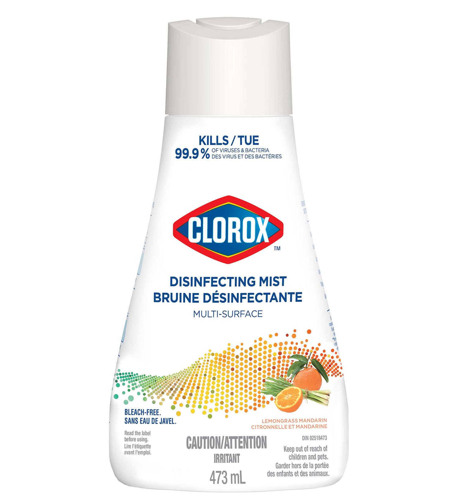 Clorox Disinfecting Mist Refill Multi-Surface Disinfectant Kills 99.9% of Bacteria and Viruses Bleach-Free Lemongrass Mandarin 473ml White - Buy Online on SooperMarket.com